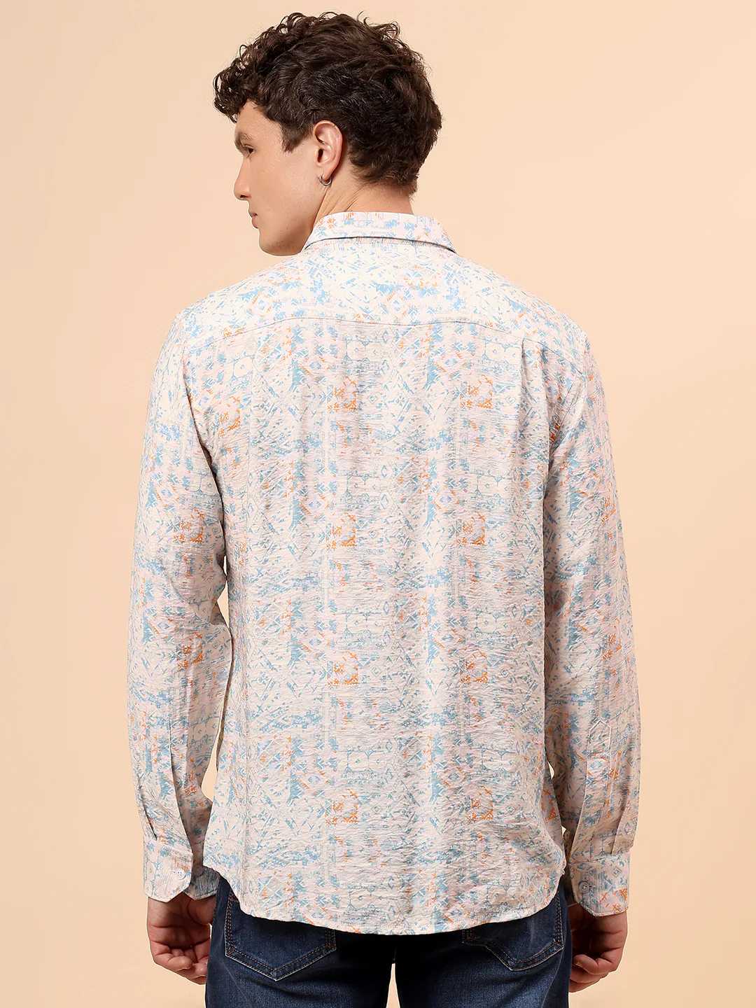 Casual Shirt for Men | Breathable & Soft with Color Fastness Regular Fit Spread Collar Neck Viscose Fabric Printed Pattern - Image 6