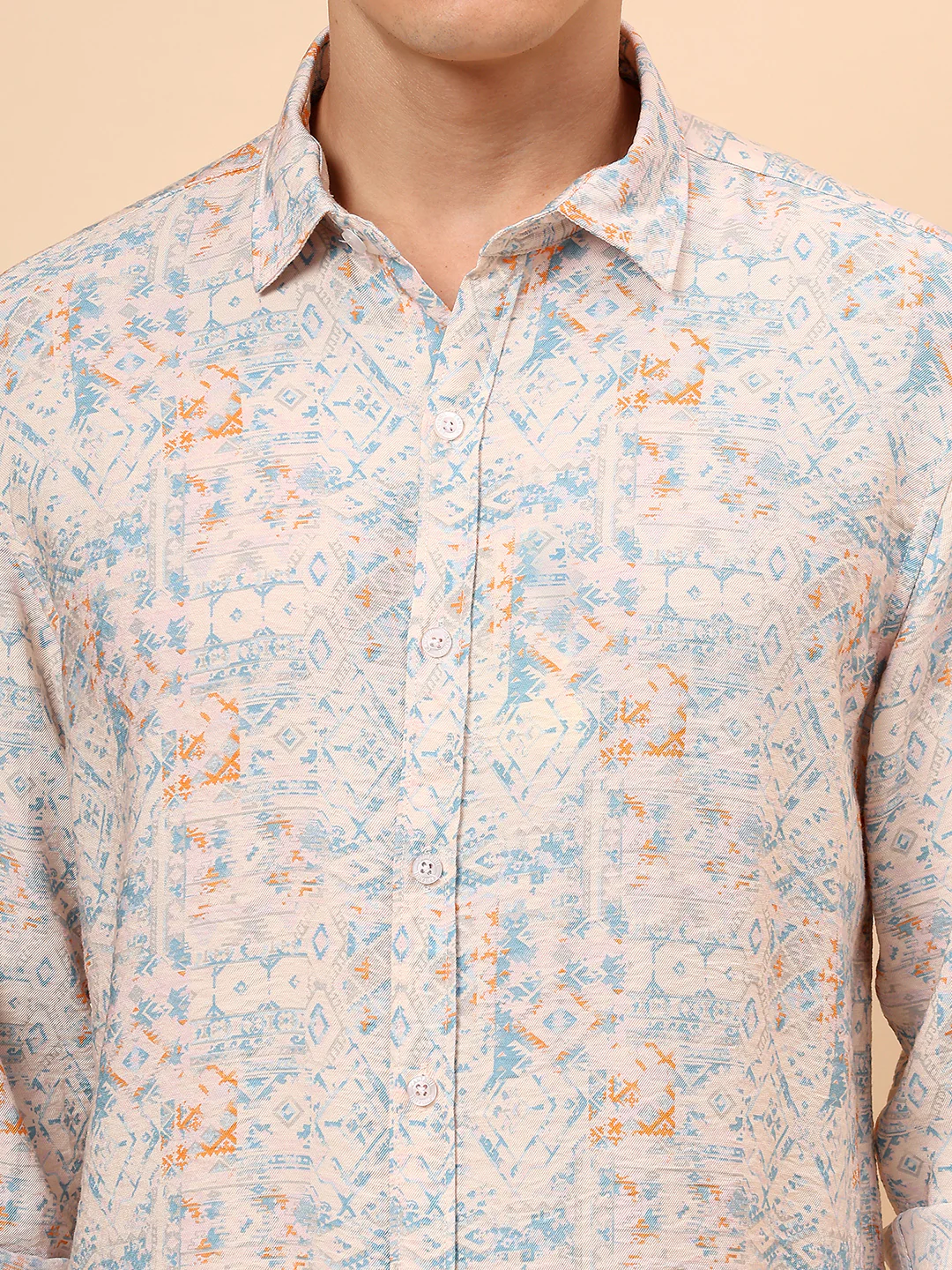 Casual Shirt for Men | Breathable & Soft with Color Fastness Regular Fit Spread Collar Neck Viscose Fabric Printed Pattern - Image 7