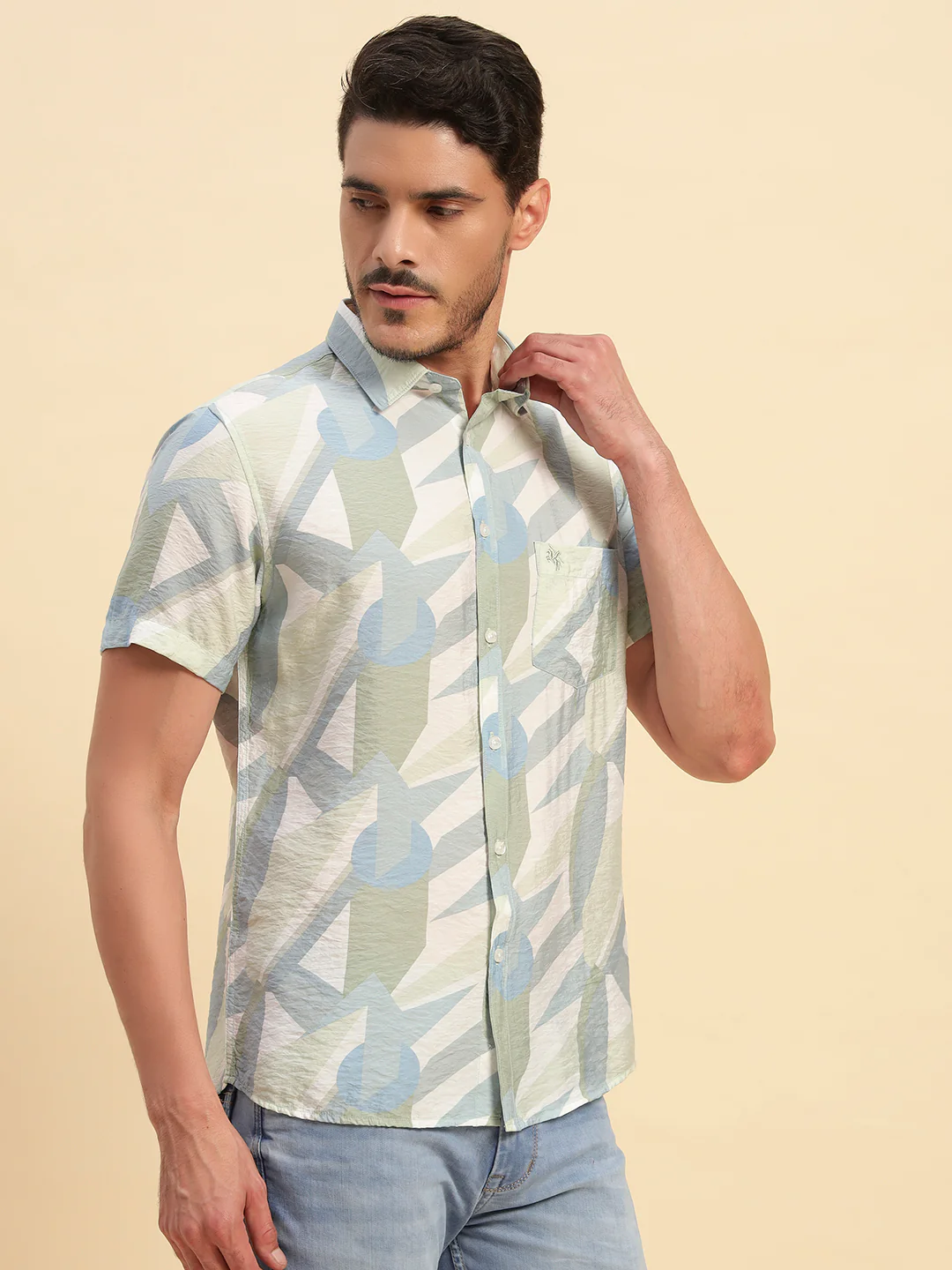 Casual Shirt for Men | Breathable & Soft with Color Fastness Regular Fit Spread Collar Neck Viscose Fabric Printed Pattern - Image 5