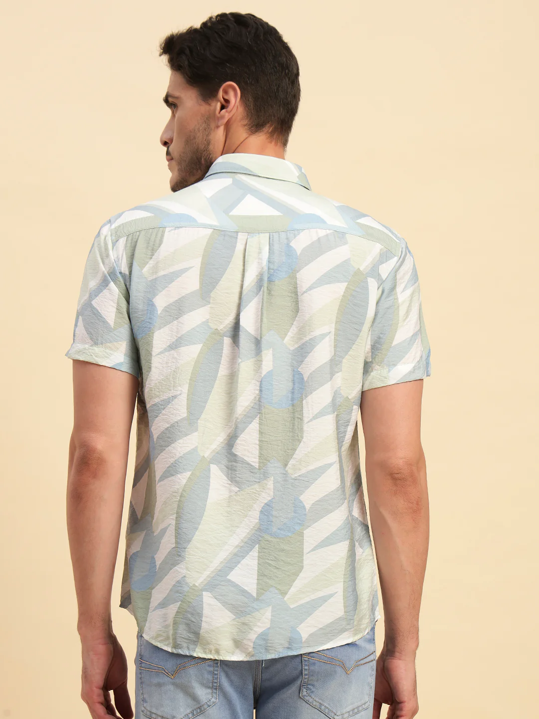 Casual Shirt for Men | Breathable & Soft with Color Fastness Regular Fit Spread Collar Neck Viscose Fabric Printed Pattern - Image 7