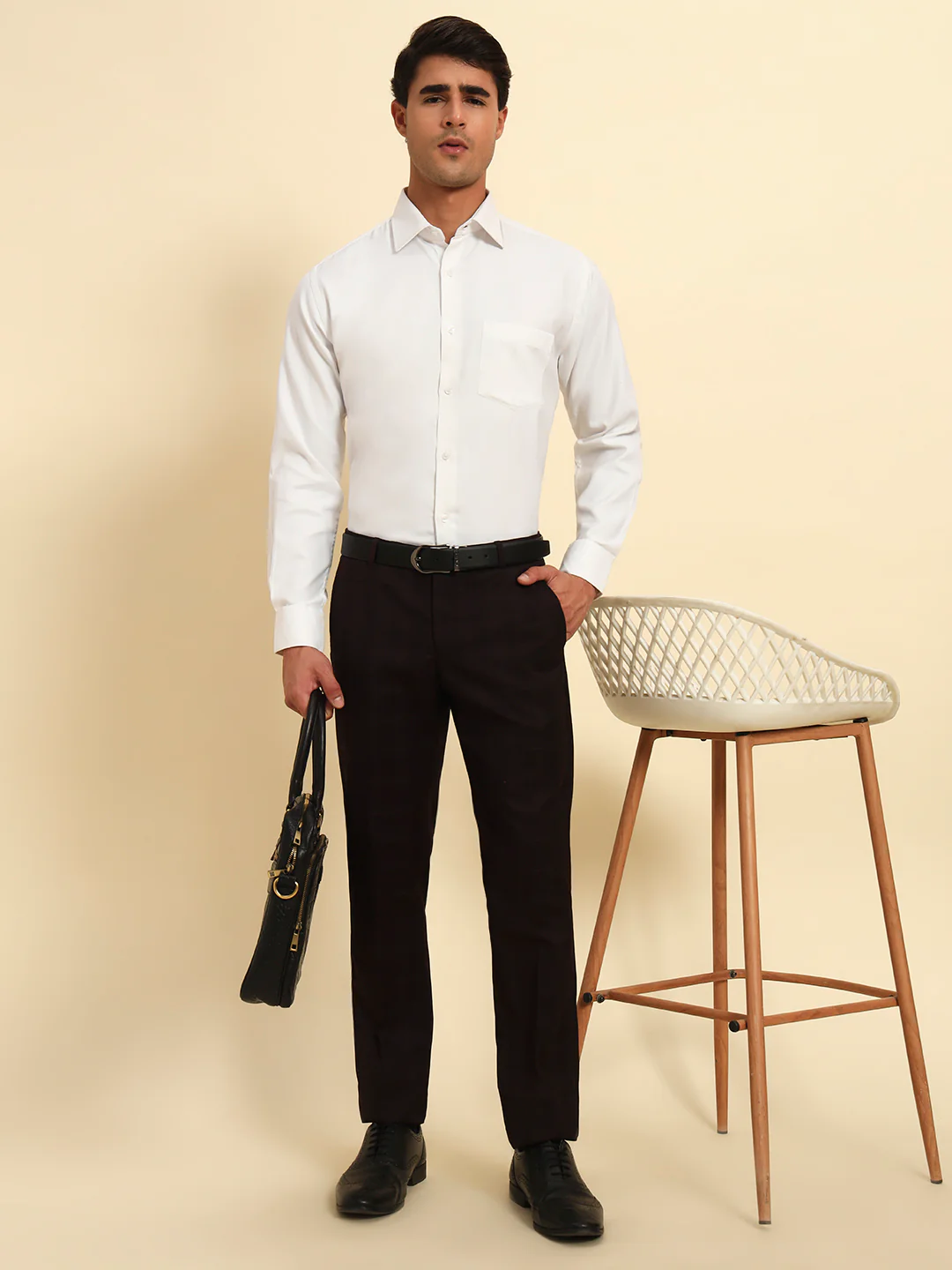 Formal Shirt for Men l Breathable & Soft with Color Fastness Regular Fit Spread Collar Neck Cotton Blend Fabric Solid Pattern - Image 3
