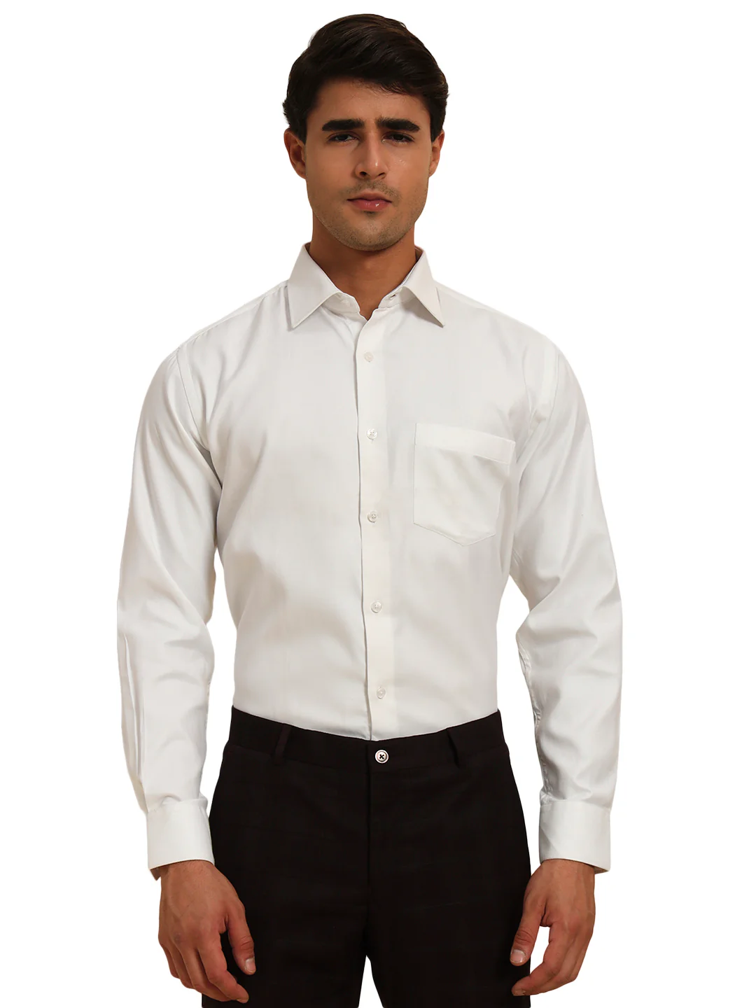Formal Shirt for Men l Breathable & Soft with Color Fastness Regular Fit Spread Collar Neck Cotton Blend Fabric Solid Pattern - Image 4