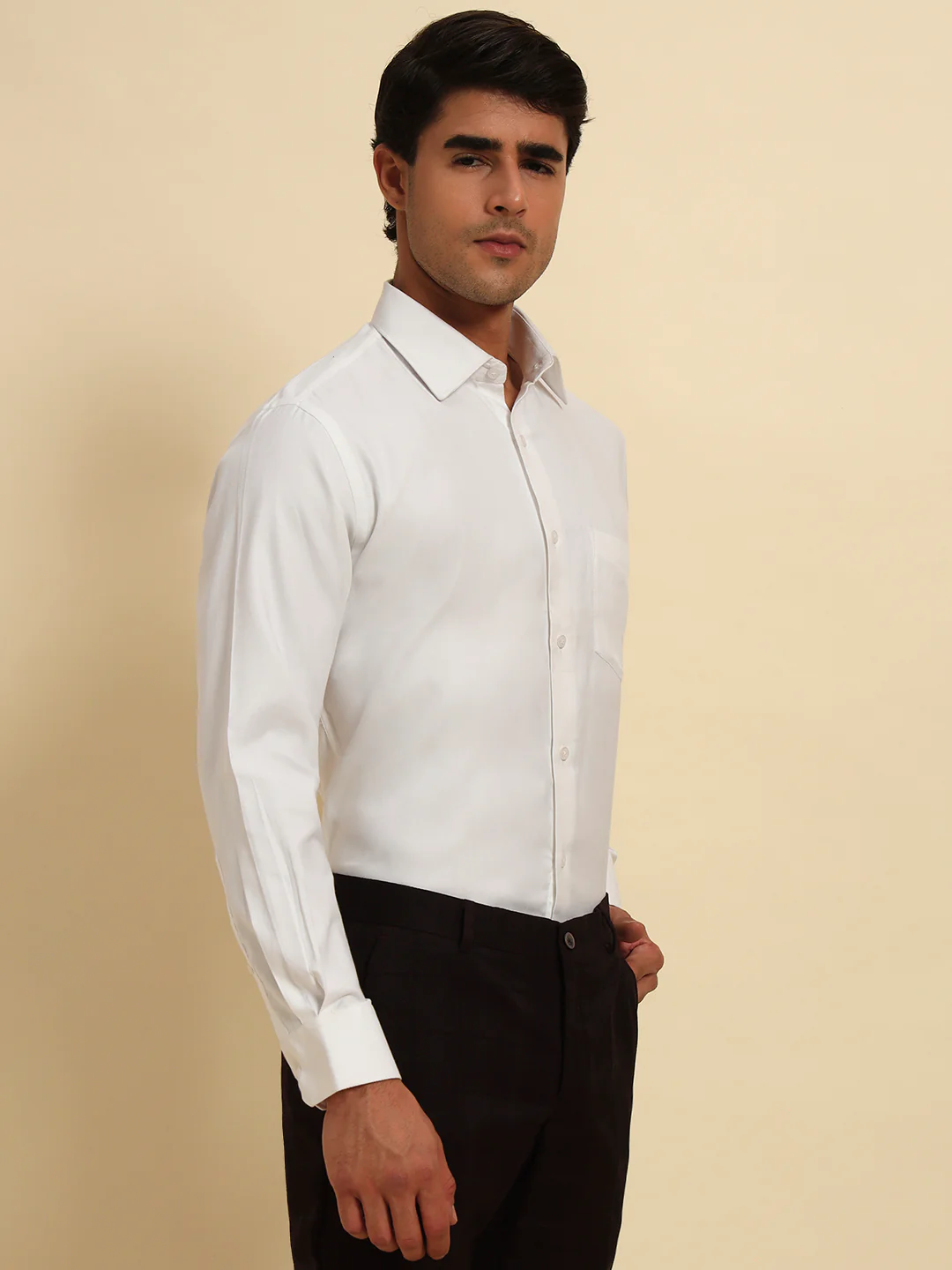 Formal Shirt for Men l Breathable & Soft with Color Fastness Regular Fit Spread Collar Neck Cotton Blend Fabric Solid Pattern - Image 6