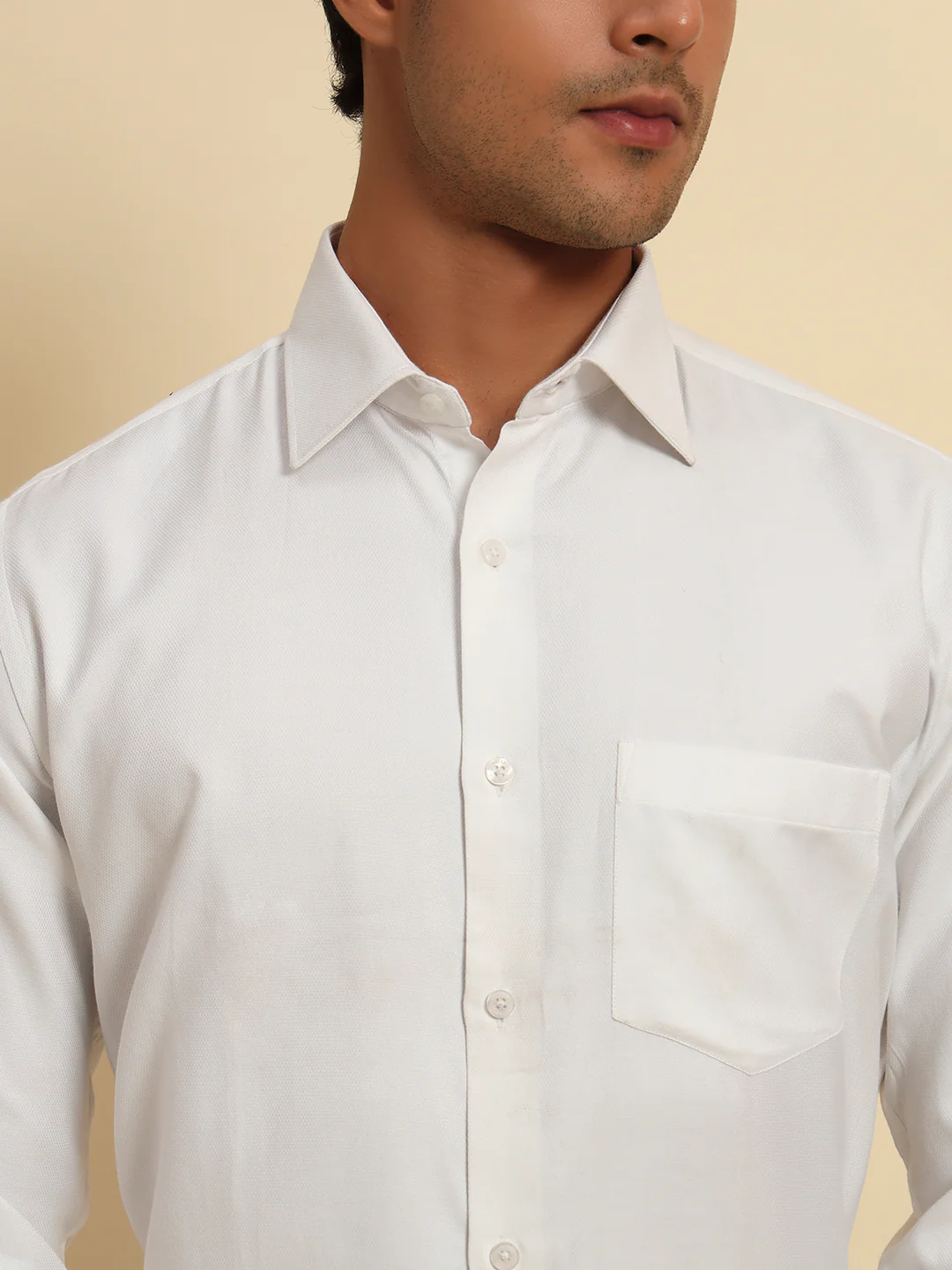 Formal Shirt for Men l Breathable & Soft with Color Fastness Regular Fit Spread Collar Neck Cotton Blend Fabric Solid Pattern - Image 9