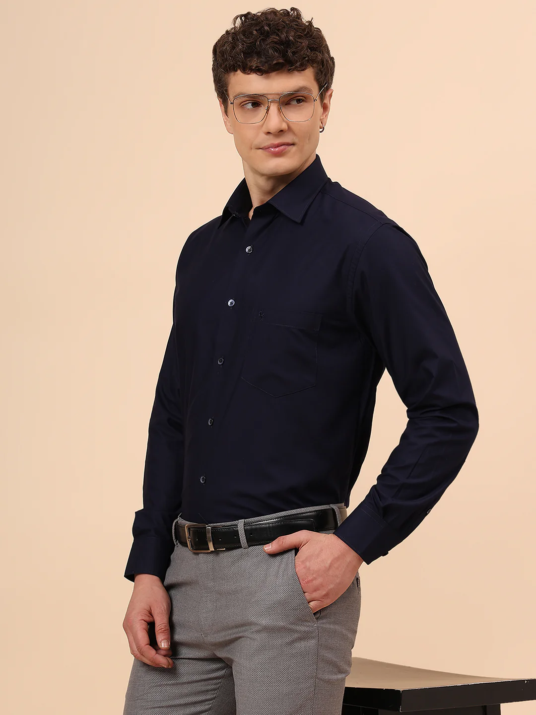 Formal Shirt for Men l Breathable & Soft with Color Fastness Regular Fit Spread Collar Neck Poly Cotton Fabric Solid Pattern - Image 2