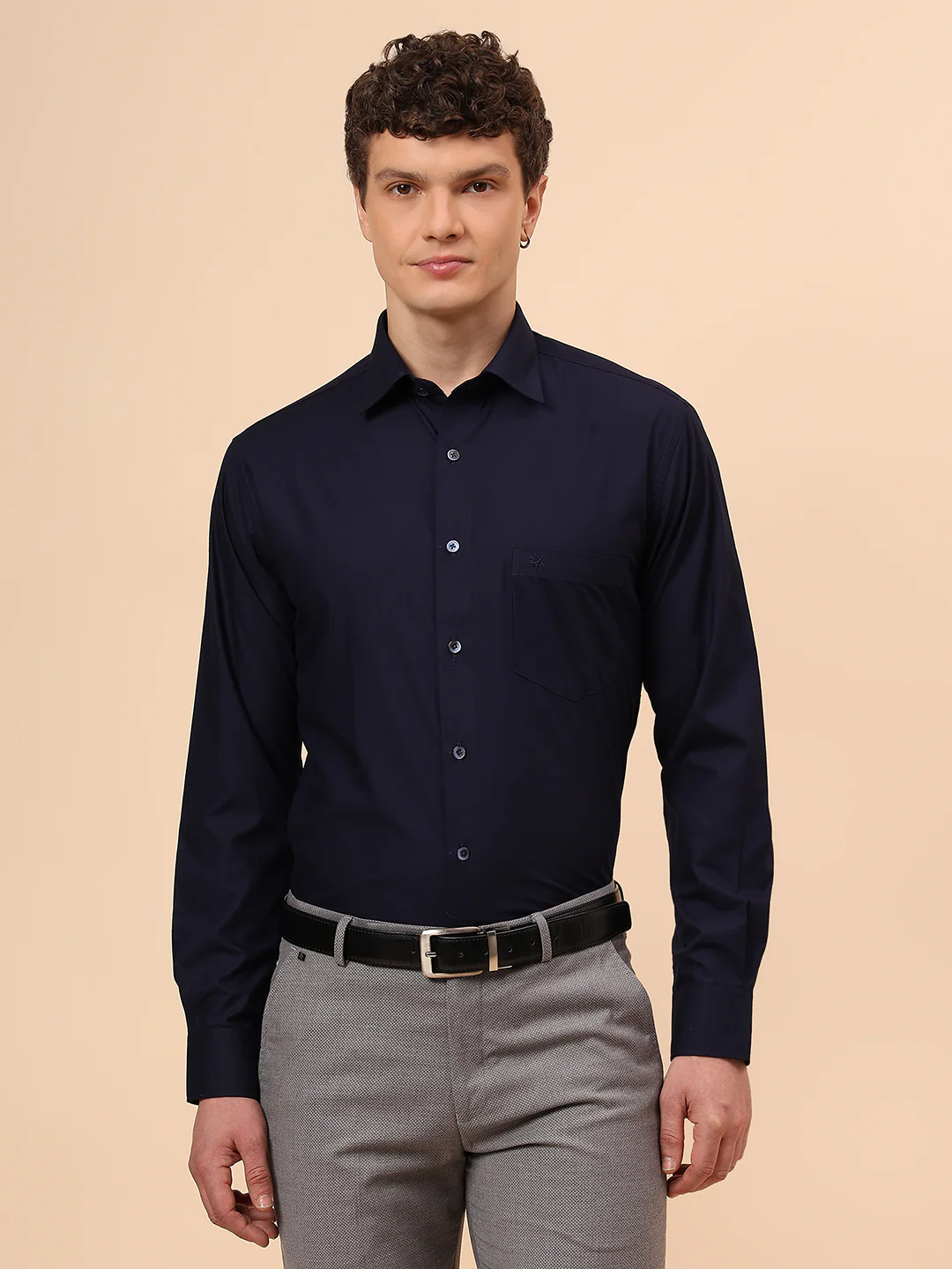 Formal Shirt for Men l Breathable & Soft with Color Fastness Regular Fit Spread Collar Neck Poly Cotton Fabric Solid Pattern - Image 3