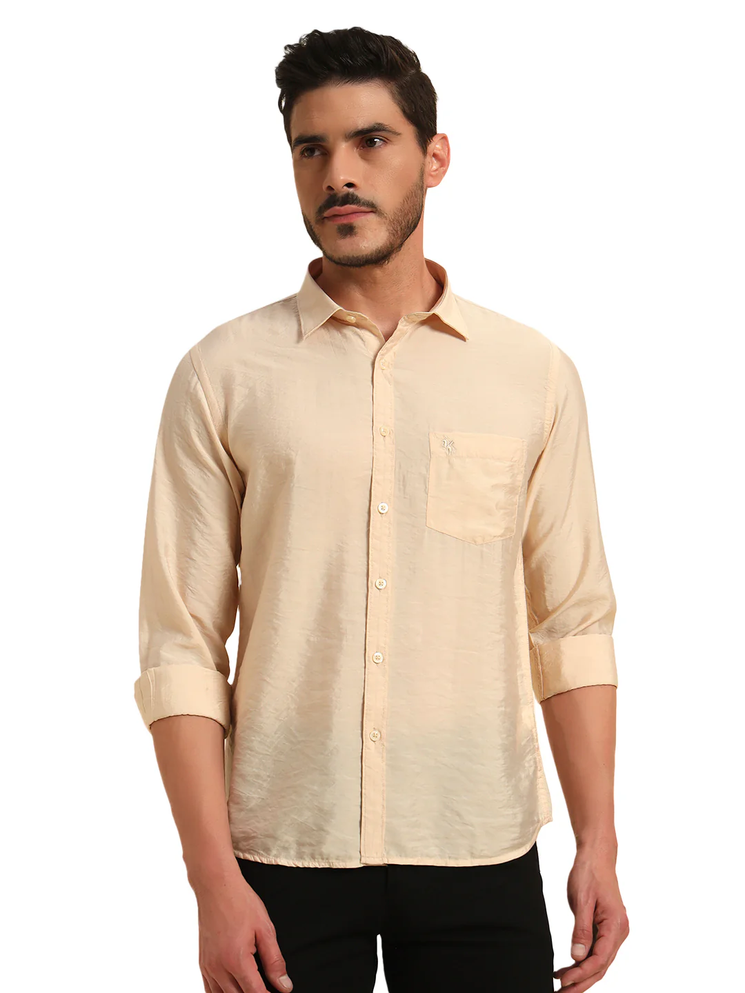 Casual Shirt for Men | Breathable & Soft with Color Fastness Regular Fit Spread Collar Neck Viscose Fabric Solid Pattern - Image 3
