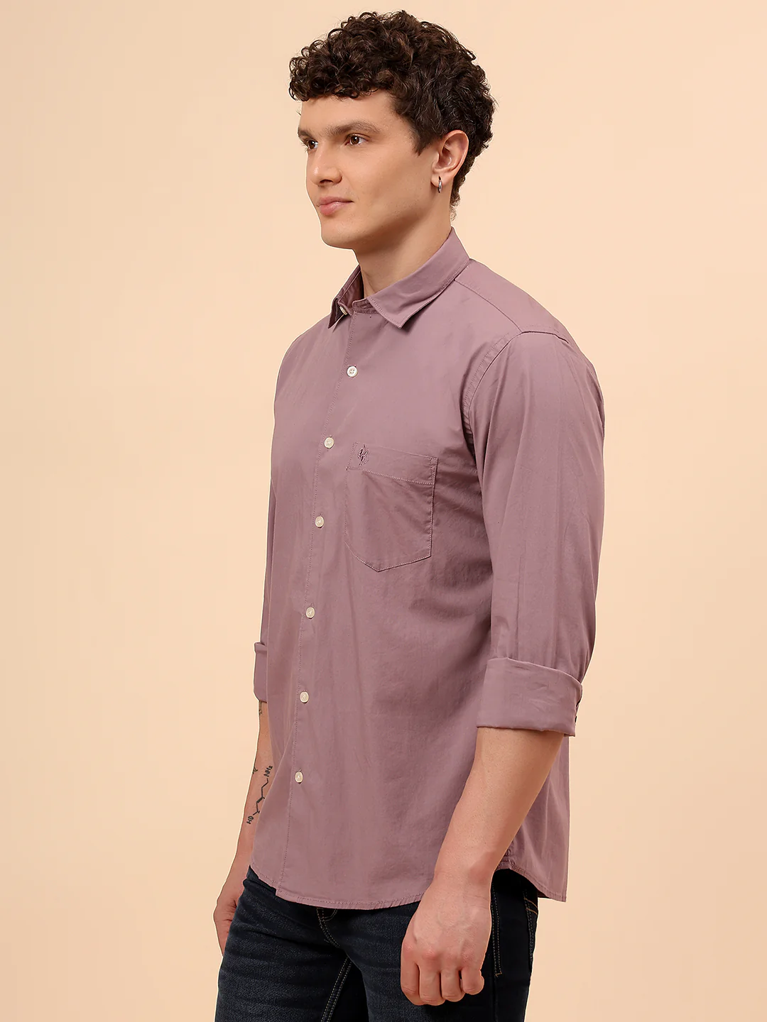Casual Shirt for Men | Breathable & Soft with Color Fastness Regular Fit Spread Collar Neck Cotton Blend Fabric Solid Pattern - Image 4