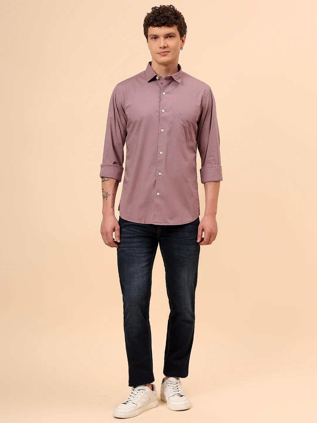 Casual Shirt for Men | Breathable & Soft with Color Fastness Regular Fit Spread Collar Neck Cotton Blend Fabric Solid Pattern - Image 8