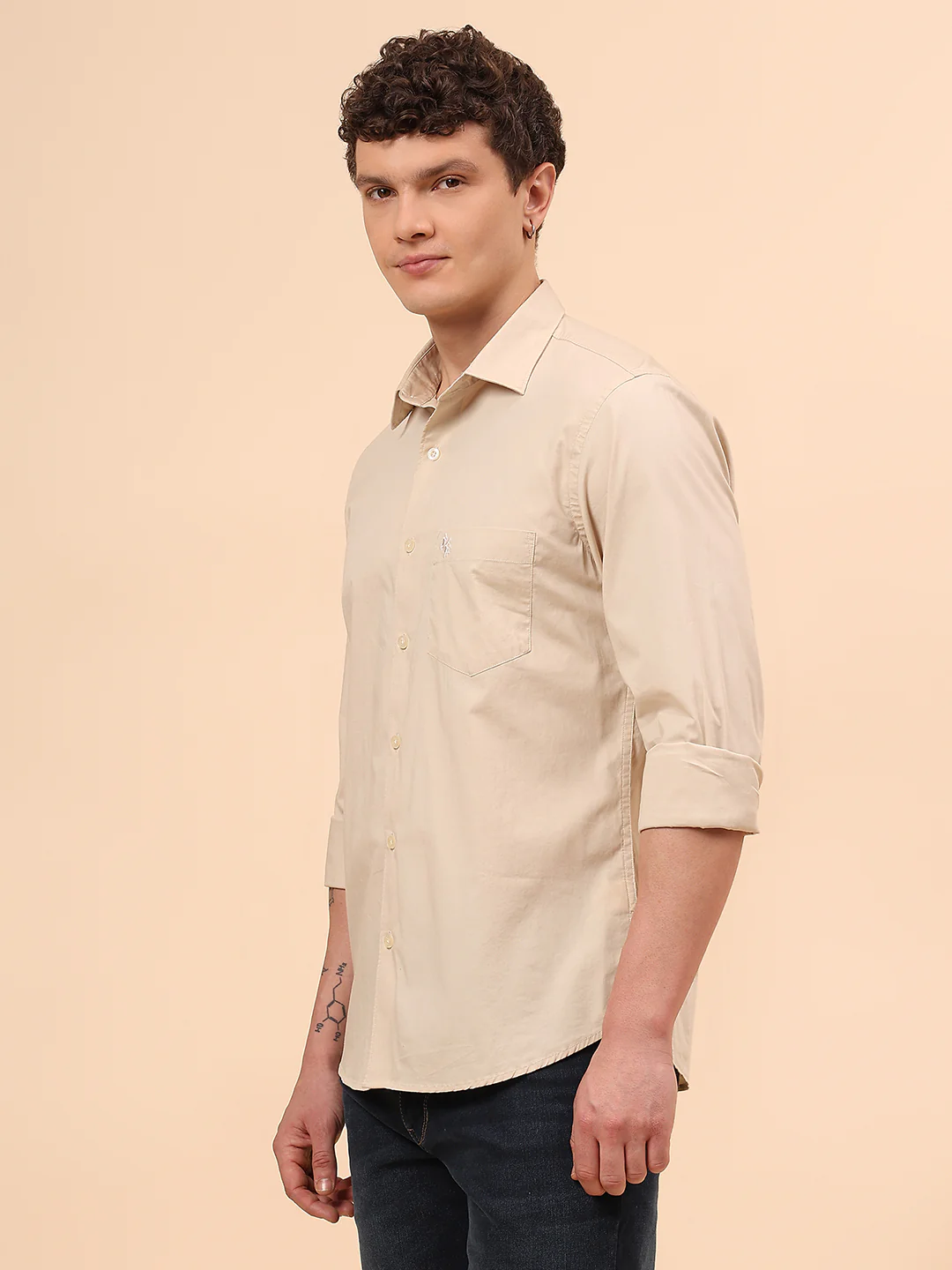 Casual Shirt for Men | Breathable & Soft with Color Fastness Regular Fit Spread Collar Neck Cotton Blend Fabric Solid Pattern - Image 4