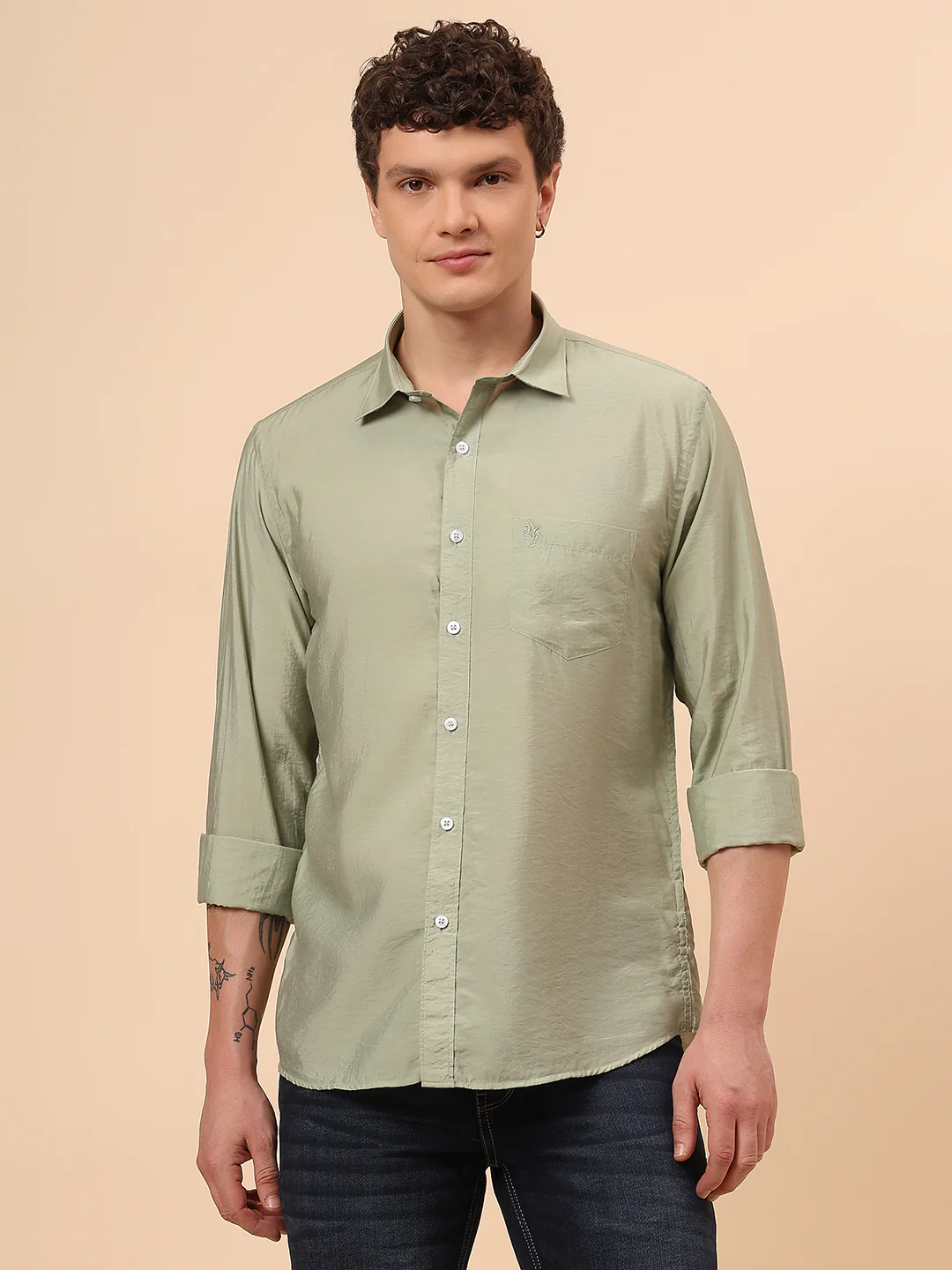 Casual Shirt for Men | Breathable & Soft with Color Fastness Regular Fit Spread Collar Neck Viscose Fabric Solid Pattern - Image 3