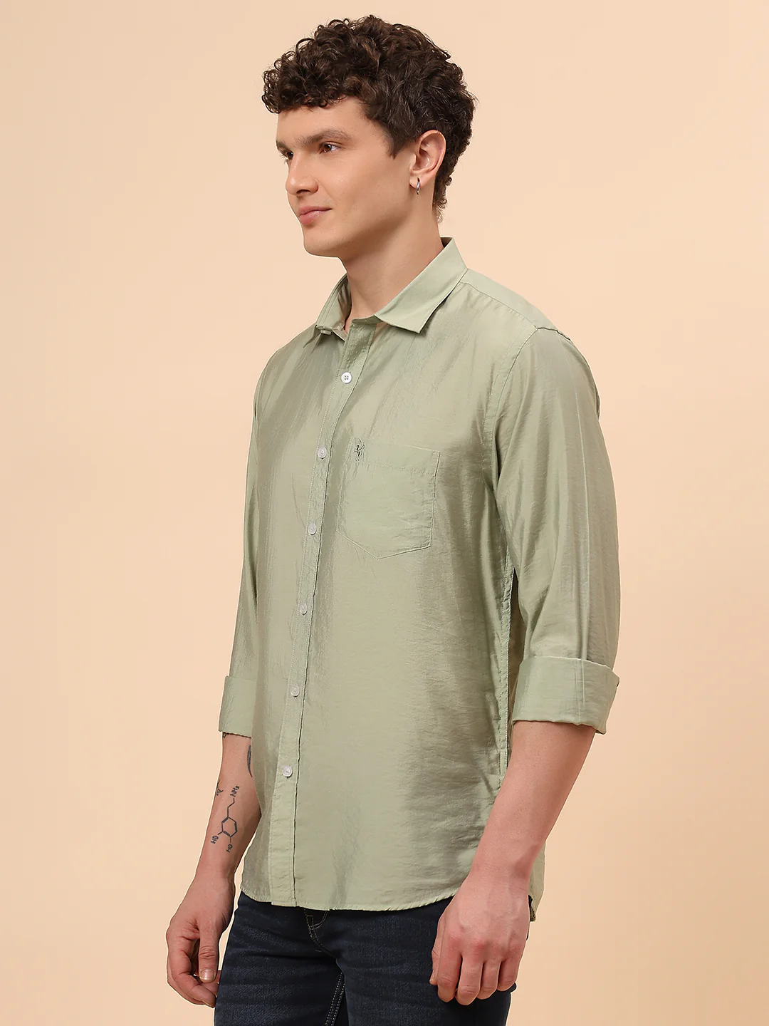 Casual Shirt for Men | Breathable & Soft with Color Fastness Regular Fit Spread Collar Neck Viscose Fabric Solid Pattern - Image 4