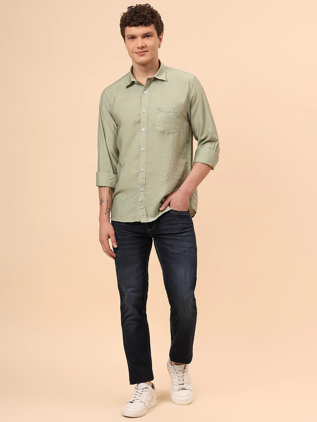 Casual Shirt for Men | Breathable & Soft with Color Fastness Regular Fit Spread Collar Neck Viscose Fabric Solid Pattern - Image 8