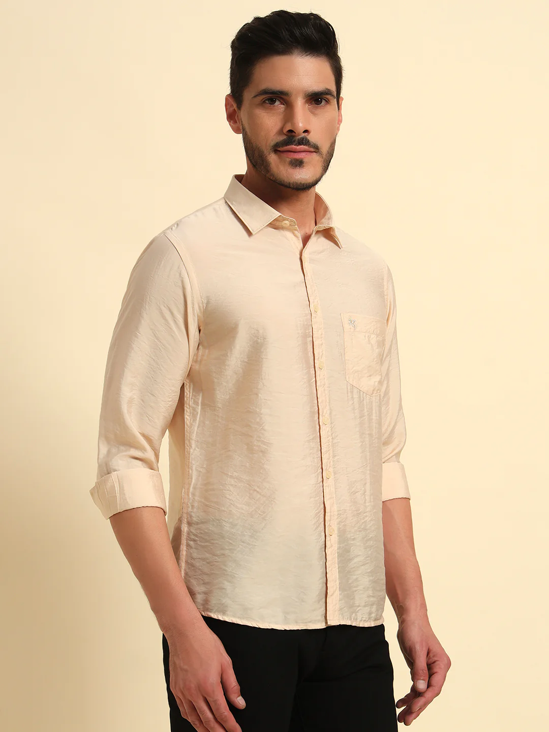 Casual Shirt for Men | Breathable & Soft with Color Fastness Regular Fit Spread Collar Neck Viscose Fabric Solid Pattern - Image 6