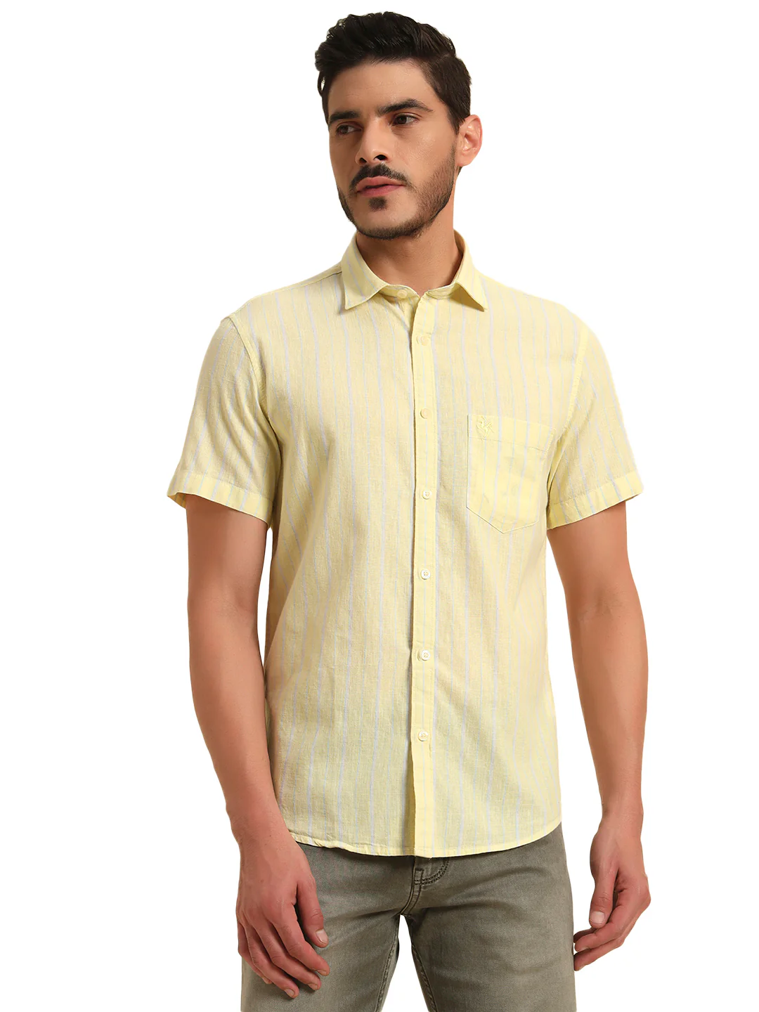 Casual Shirt for Men | Breathable & Soft with Color Fastness Regular Fit Spread Collar Neck Cotton Fabric Striped Pattern - Image 3