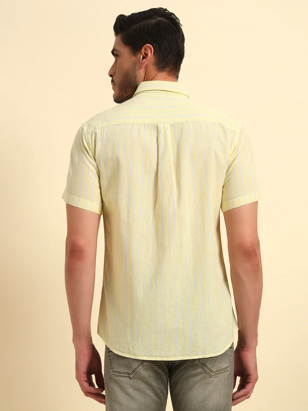 Casual Shirt for Men | Breathable & Soft with Color Fastness Regular Fit Spread Collar Neck Cotton Fabric Striped Pattern - Image 7