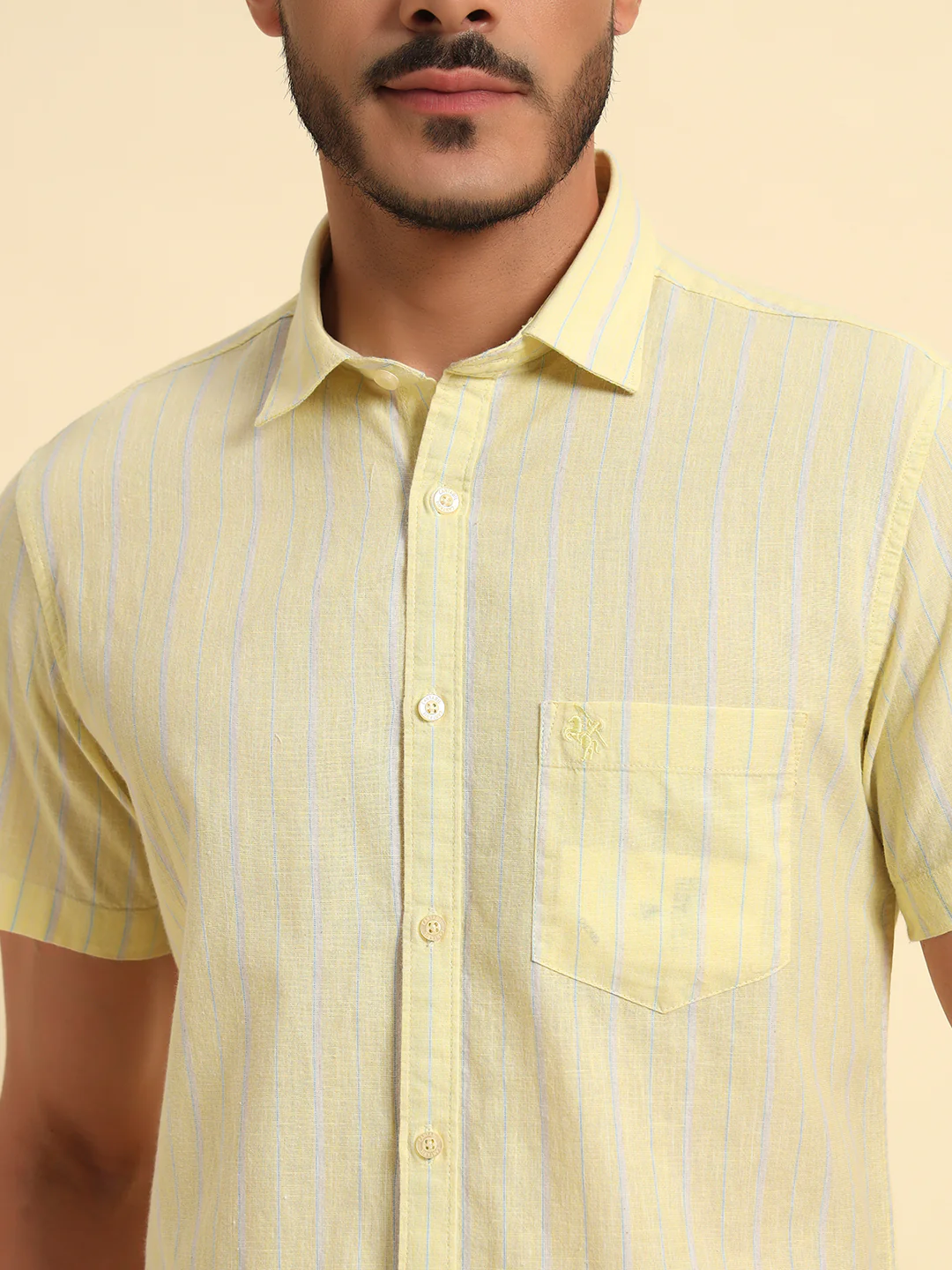 Casual Shirt for Men | Breathable & Soft with Color Fastness Regular Fit Spread Collar Neck Cotton Fabric Striped Pattern - Image 8