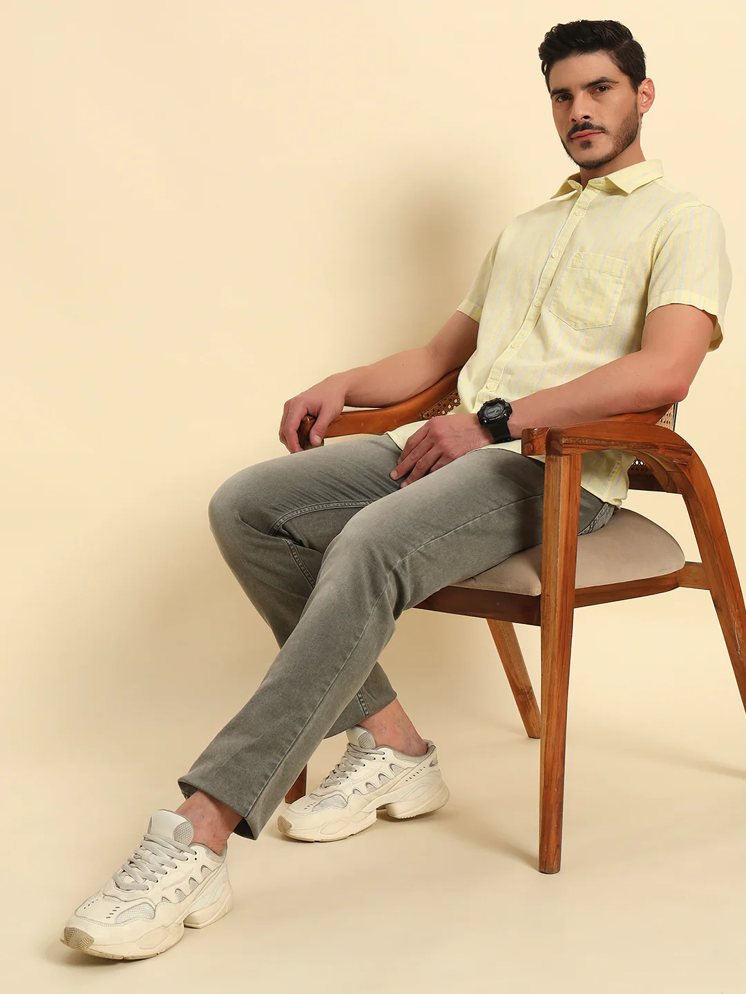 Casual Shirt for Men | Breathable & Soft with Color Fastness Regular Fit Spread Collar Neck Cotton Fabric Striped Pattern - Image 9