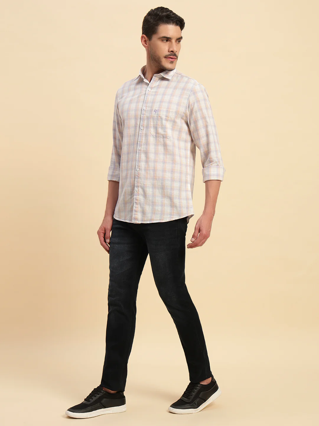 Casual Shirt for Men | Breathable & Soft with Color Fastness Regular Fit Spread Collar Neck Cotton Fabric Checkered Pattern - Image 6