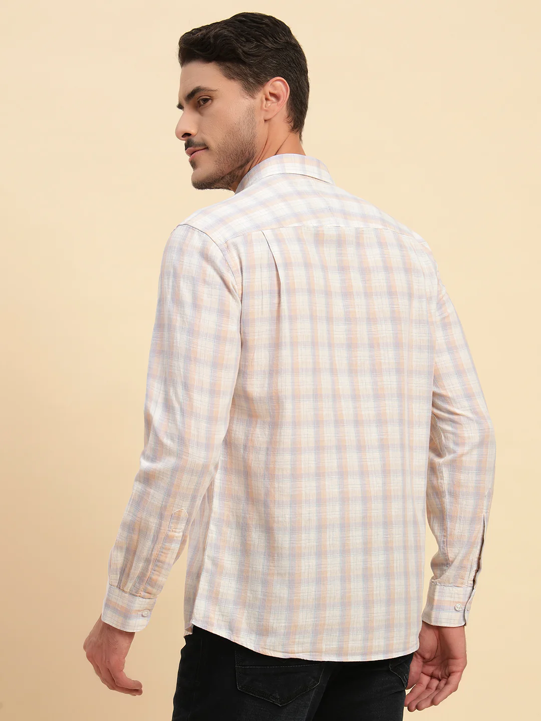 Casual Shirt for Men | Breathable & Soft with Color Fastness Regular Fit Spread Collar Neck Cotton Fabric Checkered Pattern - Image 7