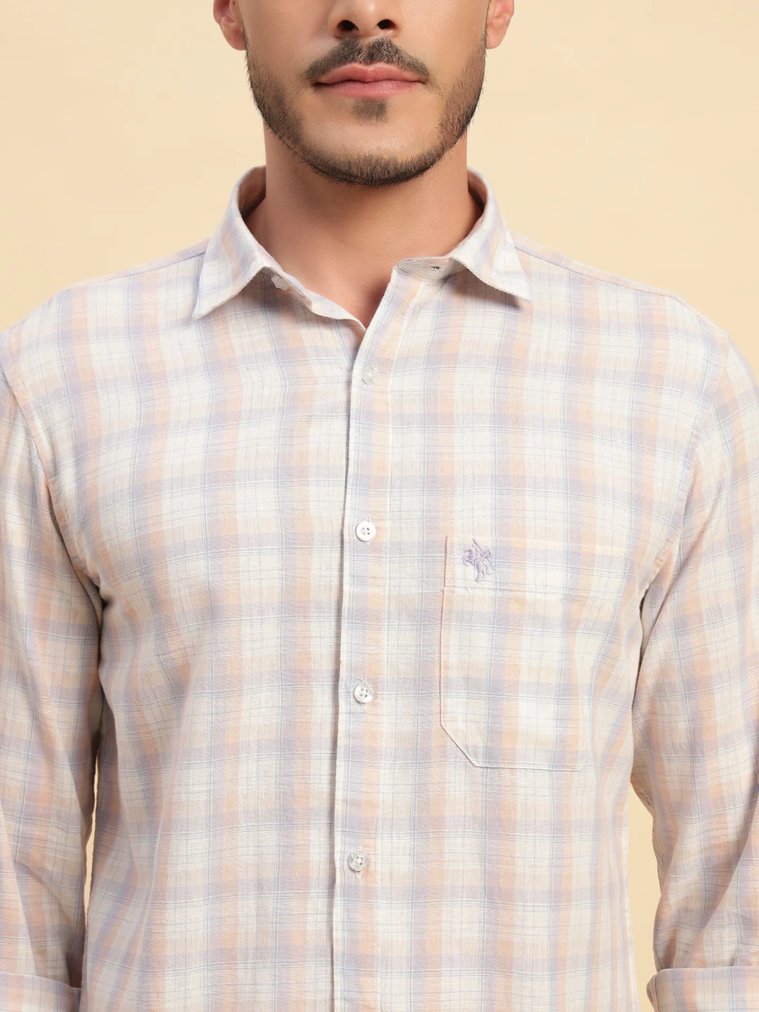 Casual Shirt for Men | Breathable & Soft with Color Fastness Regular Fit Spread Collar Neck Cotton Fabric Checkered Pattern - Image 8