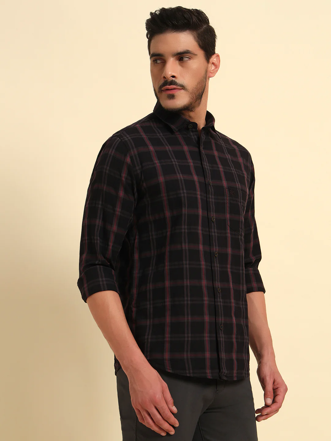 Casual Shirt for Men | Breathable & Soft with Color Fastness Regular Fit Spread Collar Neck Cotton Fabric Checkered Pattern - Image 5