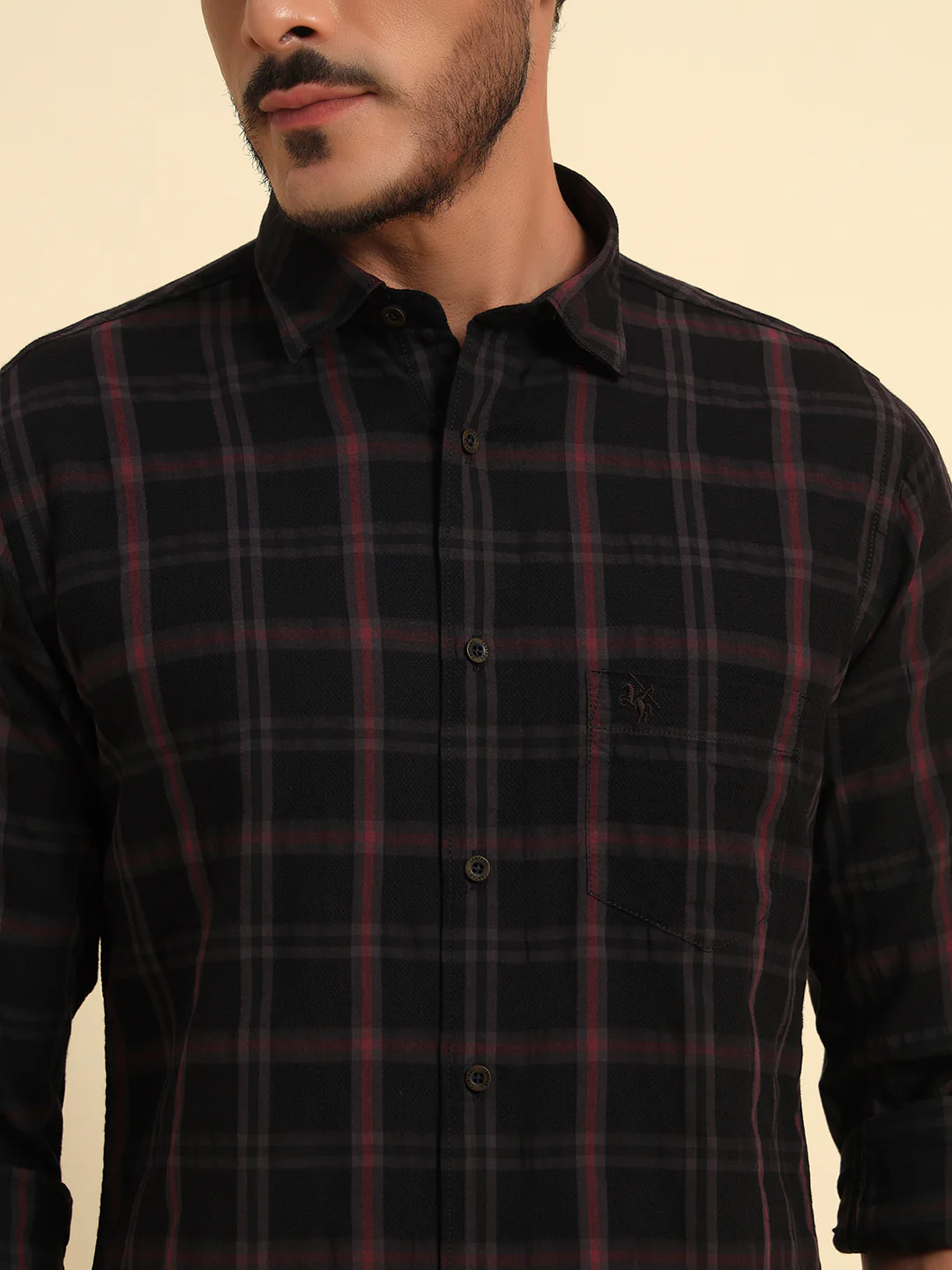 Casual Shirt for Men | Breathable & Soft with Color Fastness Regular Fit Spread Collar Neck Cotton Fabric Checkered Pattern - Image 6