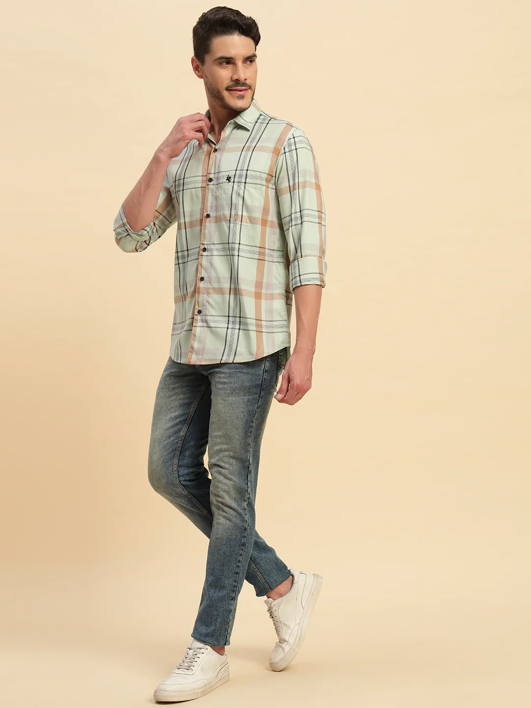 Casual Shirt for Men | Breathable & Soft with Color Fastness Regular Fit Spread Collar Neck Cotton Fabric Checkered Pattern - Image 10
