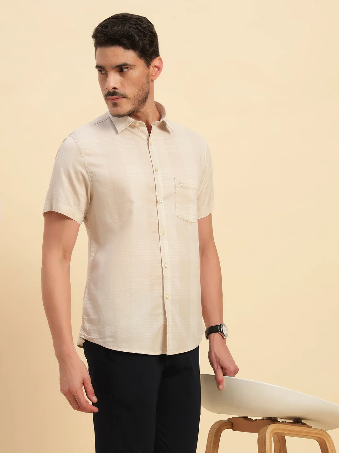 Casual Shirt for Men | Breathable & Soft with Color Fastness Regular Fit Spread Collar Neck Cotton Fabric Checkered Pattern - Image 10