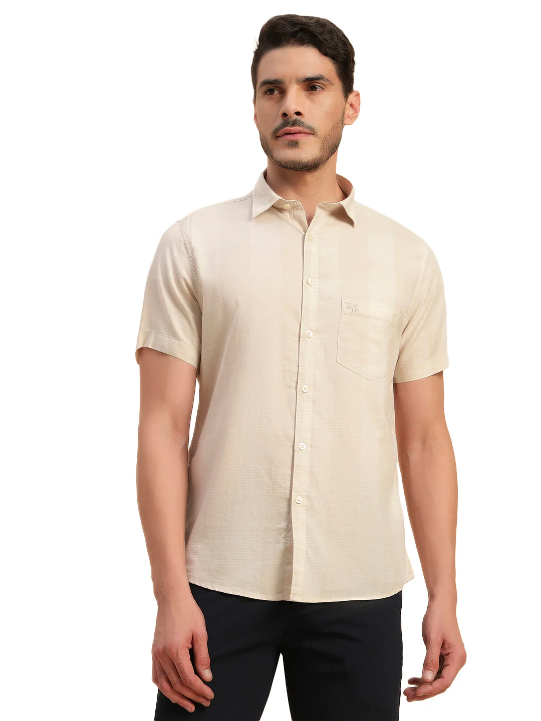 Casual Shirt for Men | Breathable & Soft with Color Fastness Regular Fit Spread Collar Neck Cotton Fabric Checkered Pattern - Image 3