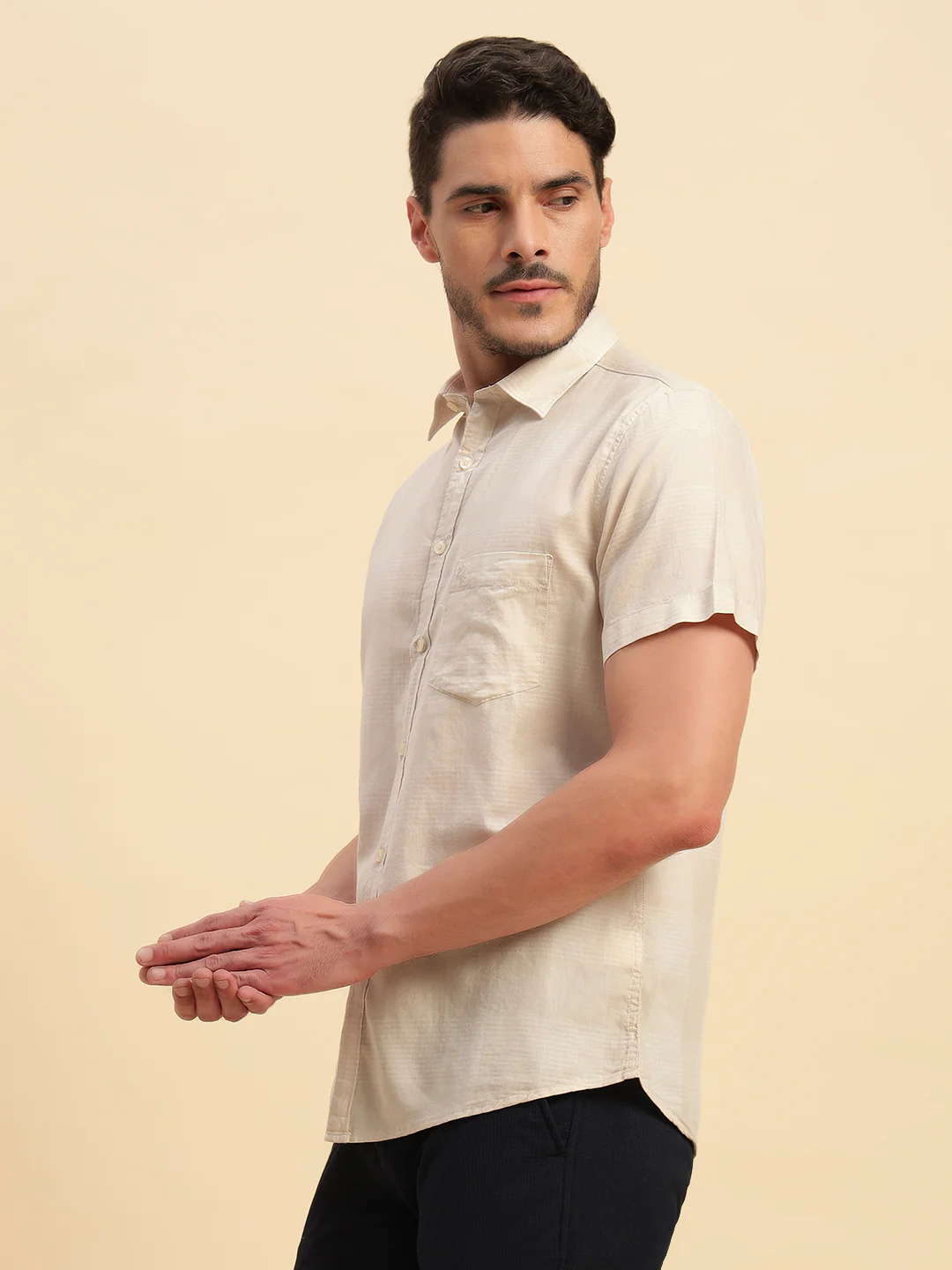 Casual Shirt for Men | Breathable & Soft with Color Fastness Regular Fit Spread Collar Neck Cotton Fabric Checkered Pattern - Image 4