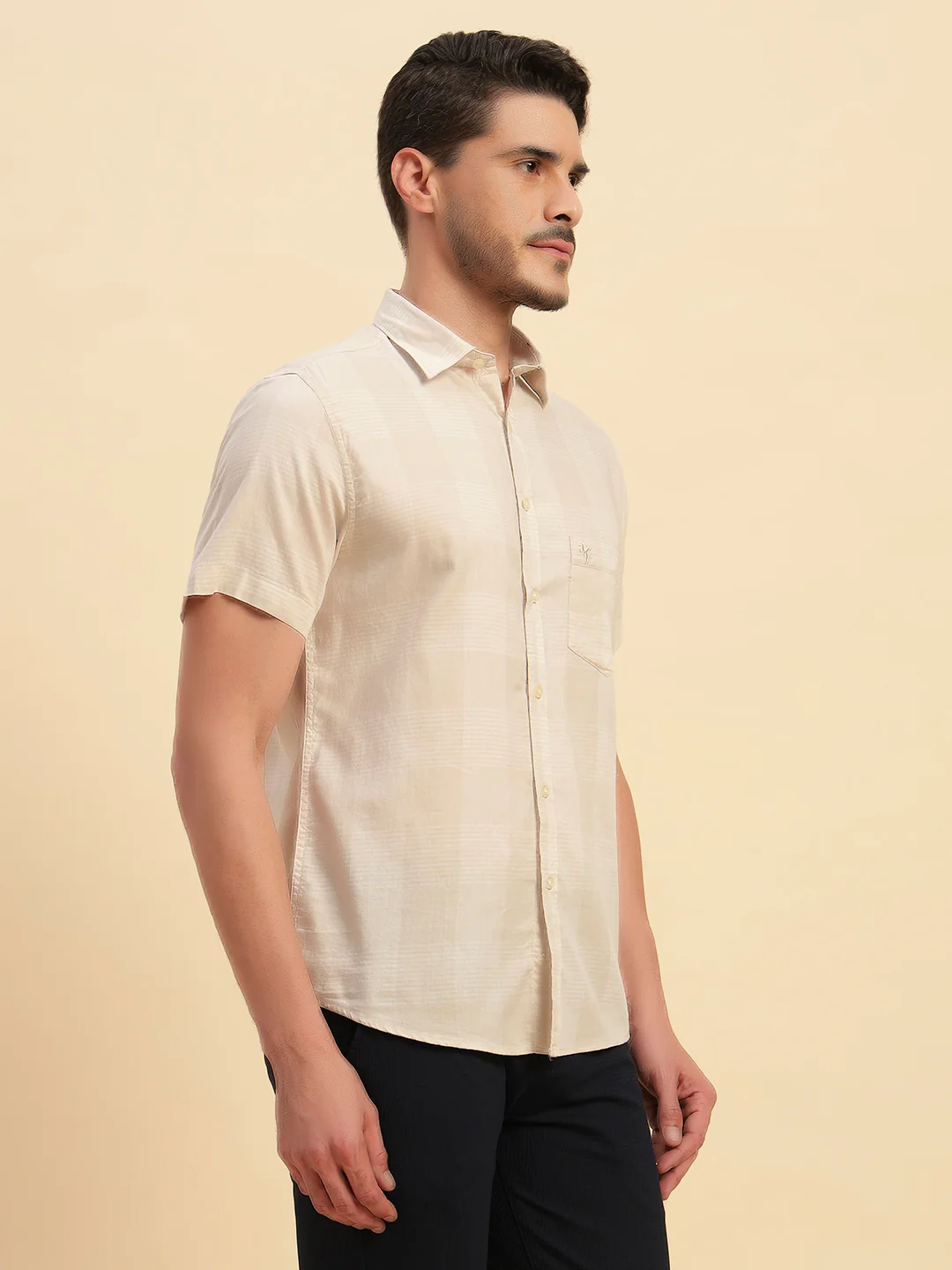 Casual Shirt for Men | Breathable & Soft with Color Fastness Regular Fit Spread Collar Neck Cotton Fabric Checkered Pattern - Image 5