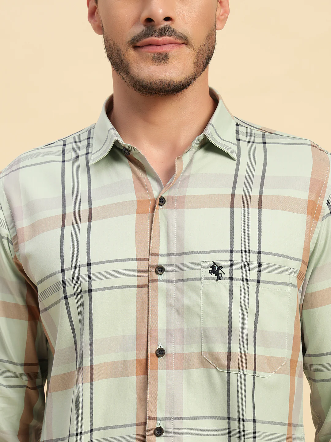 Casual Shirt for Men | Breathable & Soft with Color Fastness Regular Fit Spread Collar Neck Cotton Fabric Checkered Pattern - Image 11