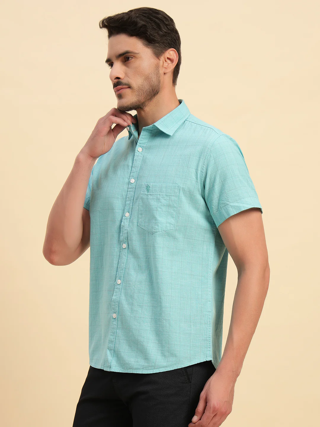 Casual Shirt for Men | Breathable & Soft with Color Fastness Regular Fit Spread Collar Neck Cotton Fabric Checkered Pattern - Image 2