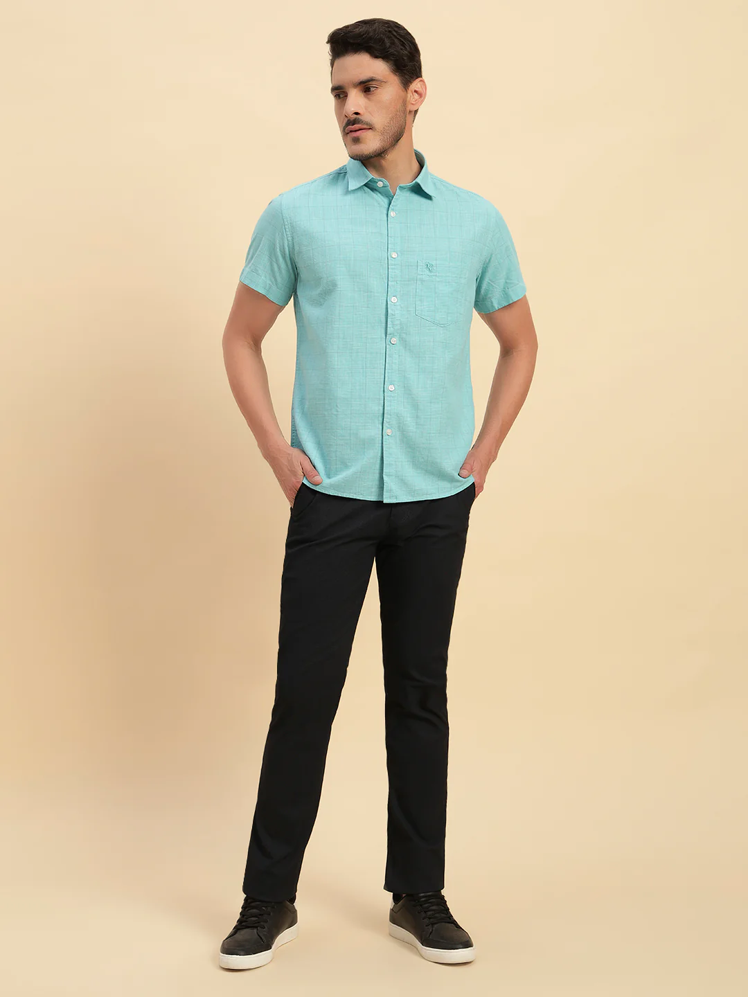 Casual Shirt for Men | Breathable & Soft with Color Fastness Regular Fit Spread Collar Neck Cotton Fabric Checkered Pattern - Image 4