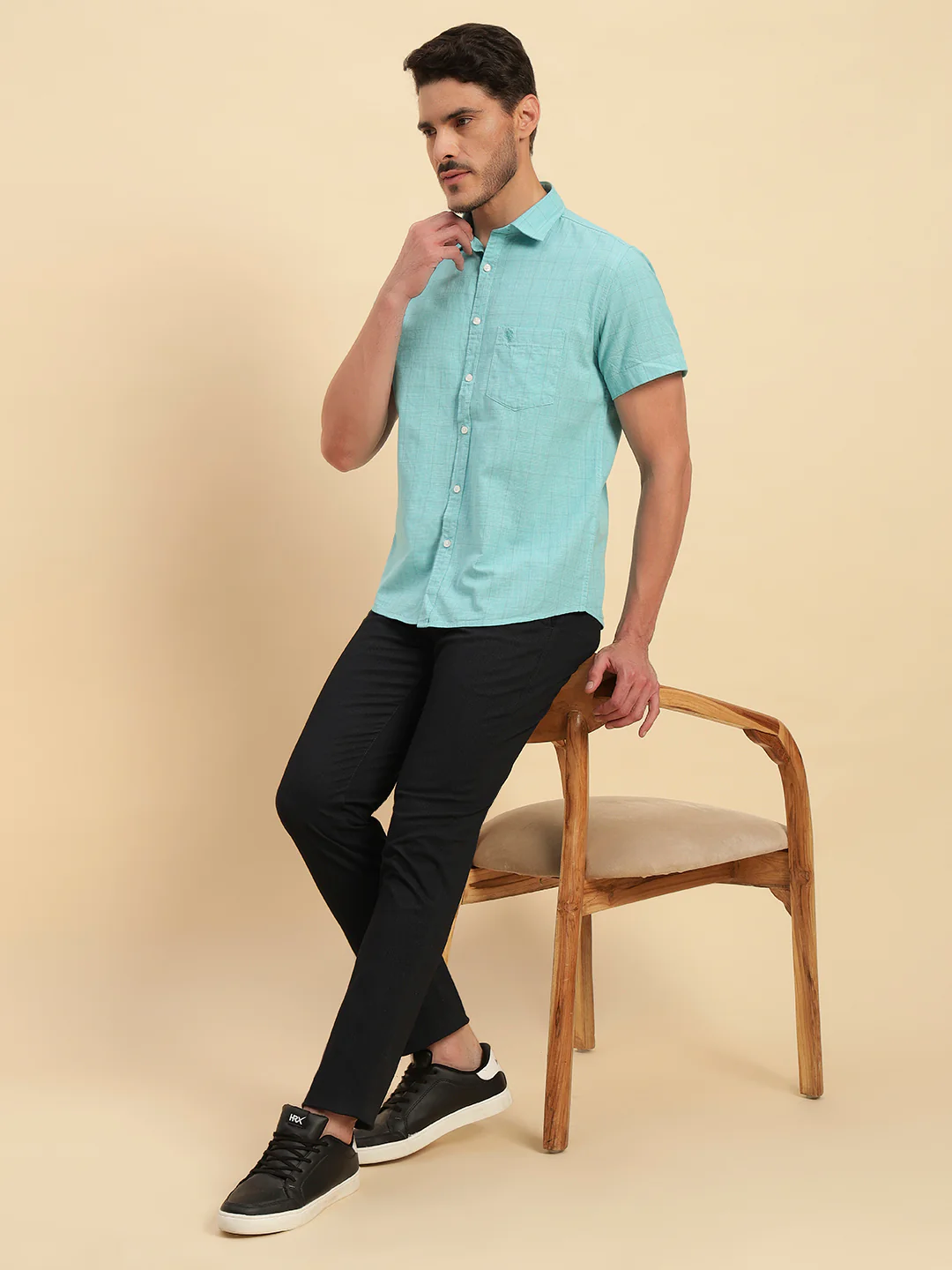 Casual Shirt for Men | Breathable & Soft with Color Fastness Regular Fit Spread Collar Neck Cotton Fabric Checkered Pattern - Image 5