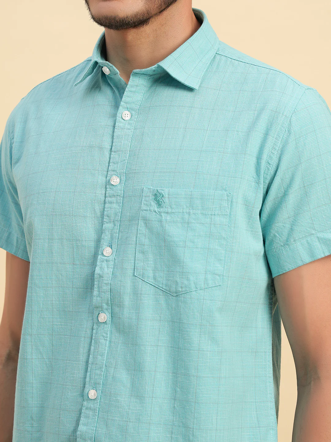 Casual Shirt for Men | Breathable & Soft with Color Fastness Regular Fit Spread Collar Neck Cotton Fabric Checkered Pattern - Image 6