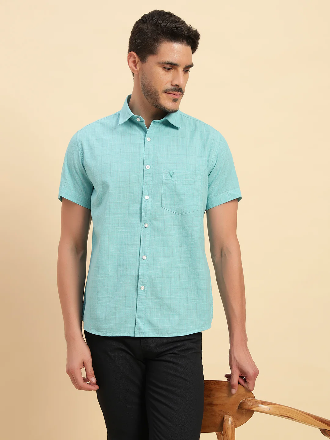 Casual Shirt for Men | Breathable & Soft with Color Fastness Regular Fit Spread Collar Neck Cotton Fabric Checkered Pattern - Image 7