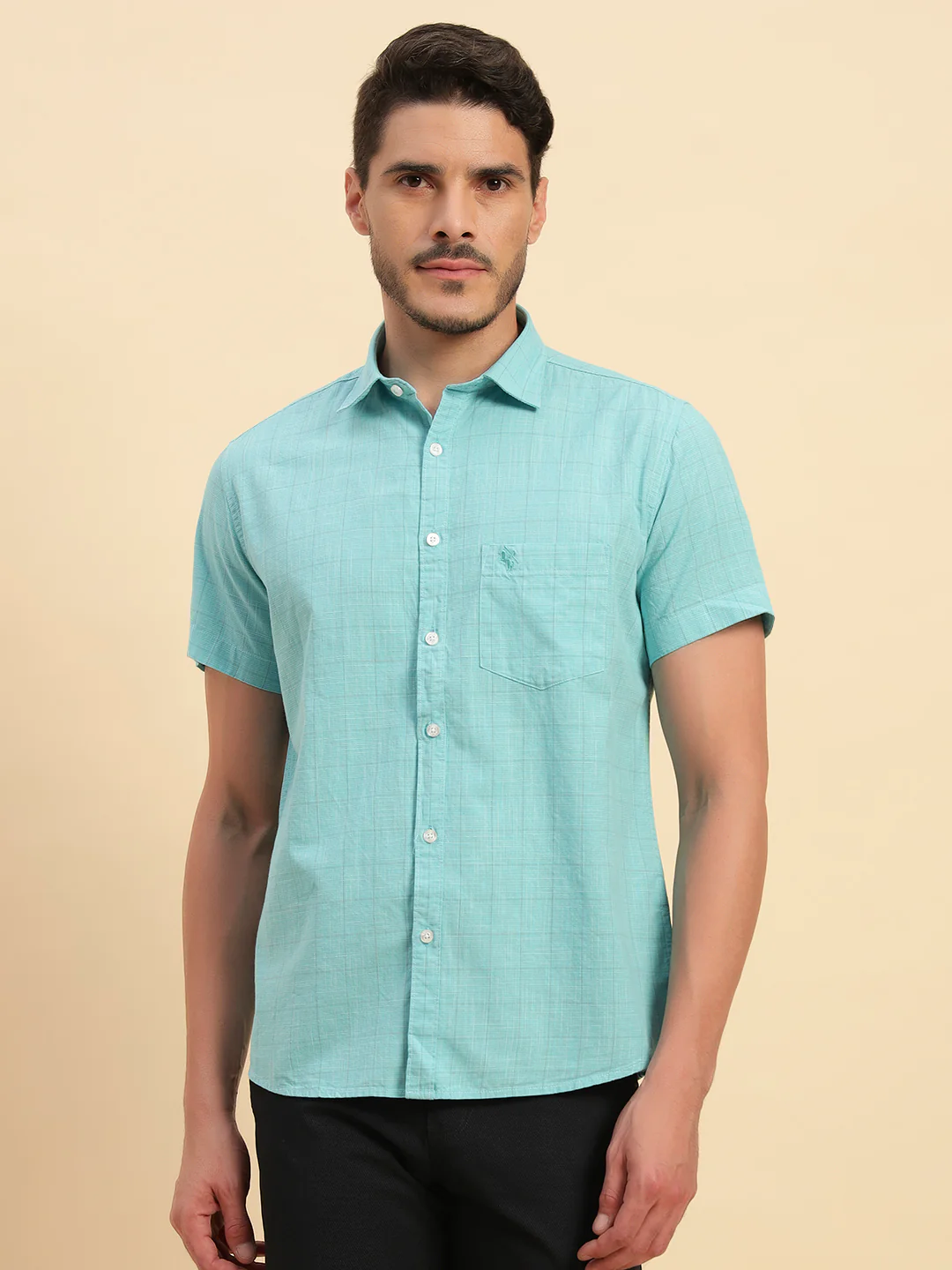 Casual Shirt for Men | Breathable & Soft with Color Fastness Regular Fit Spread Collar Neck Cotton Fabric Checkered Pattern - Image 9