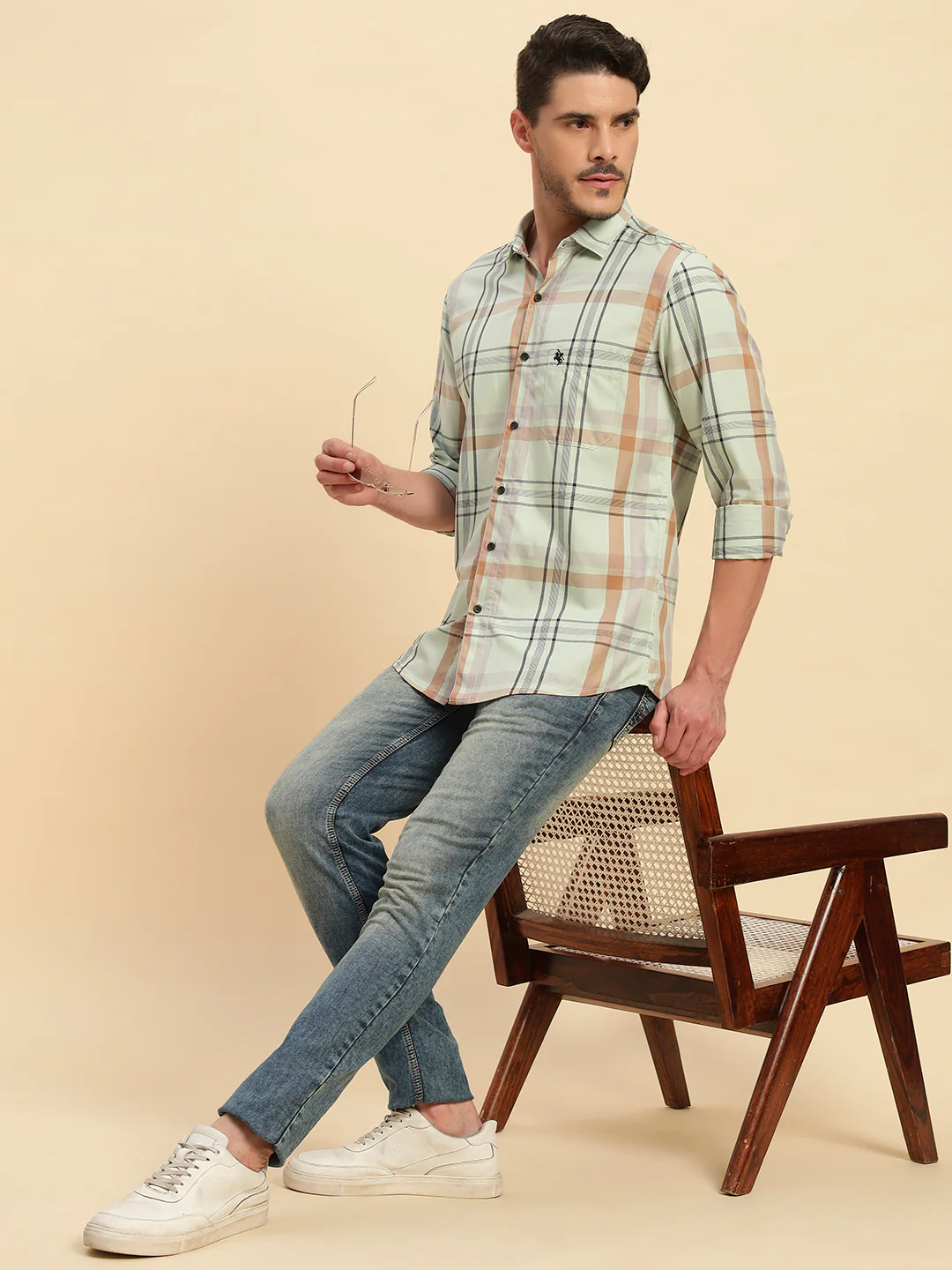 Casual Shirt for Men | Breathable & Soft with Color Fastness Regular Fit Spread Collar Neck Cotton Fabric Checkered Pattern - Image 12