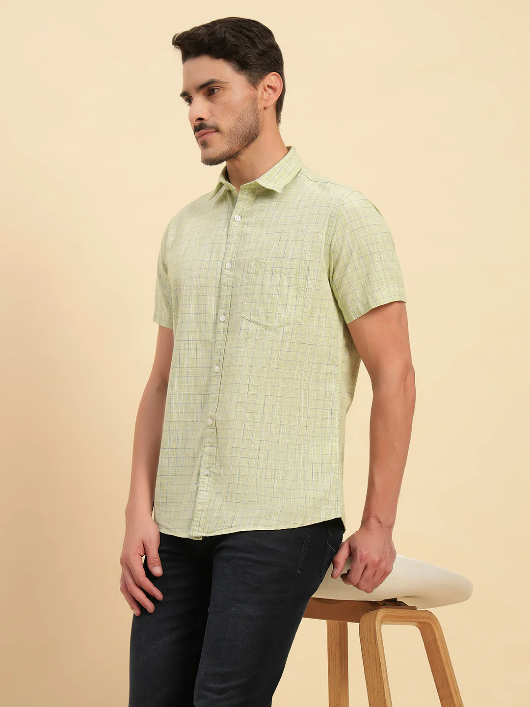 Casual Shirt for Men | Breathable & Soft with Color Fastness Regular Fit Spread Collar Neck Cotton Fabric Checkered Pattern - Image 10
