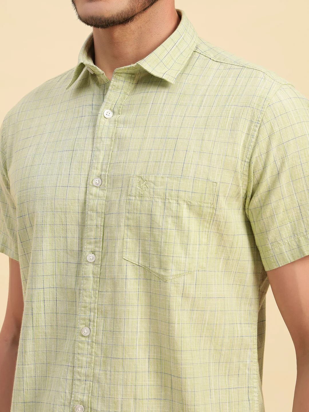 Casual Shirt for Men | Breathable & Soft with Color Fastness Regular Fit Spread Collar Neck Cotton Fabric Checkered Pattern - Image 8