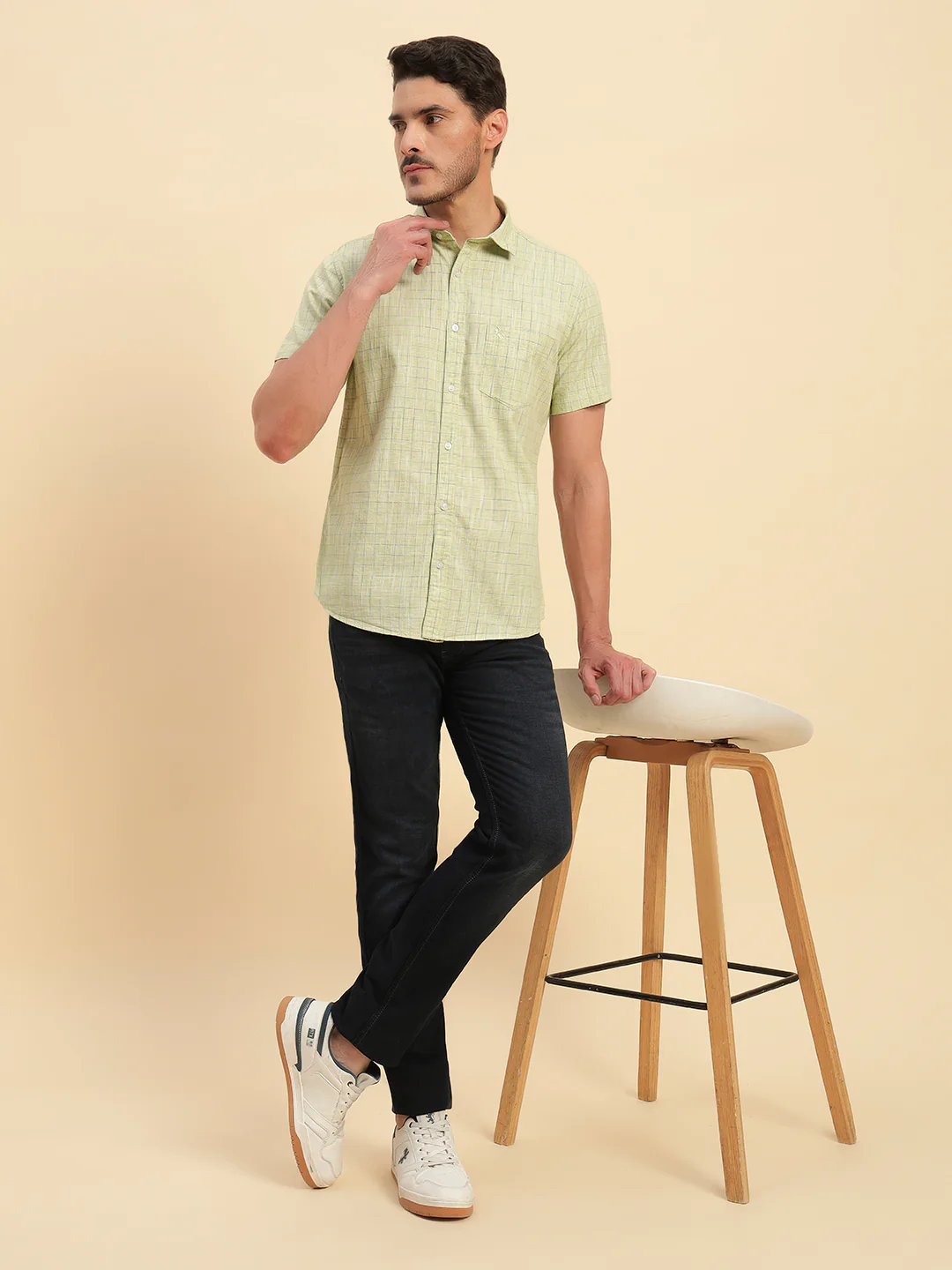 Casual Shirt for Men | Breathable & Soft with Color Fastness Regular Fit Spread Collar Neck Cotton Fabric Checkered Pattern - Image 9