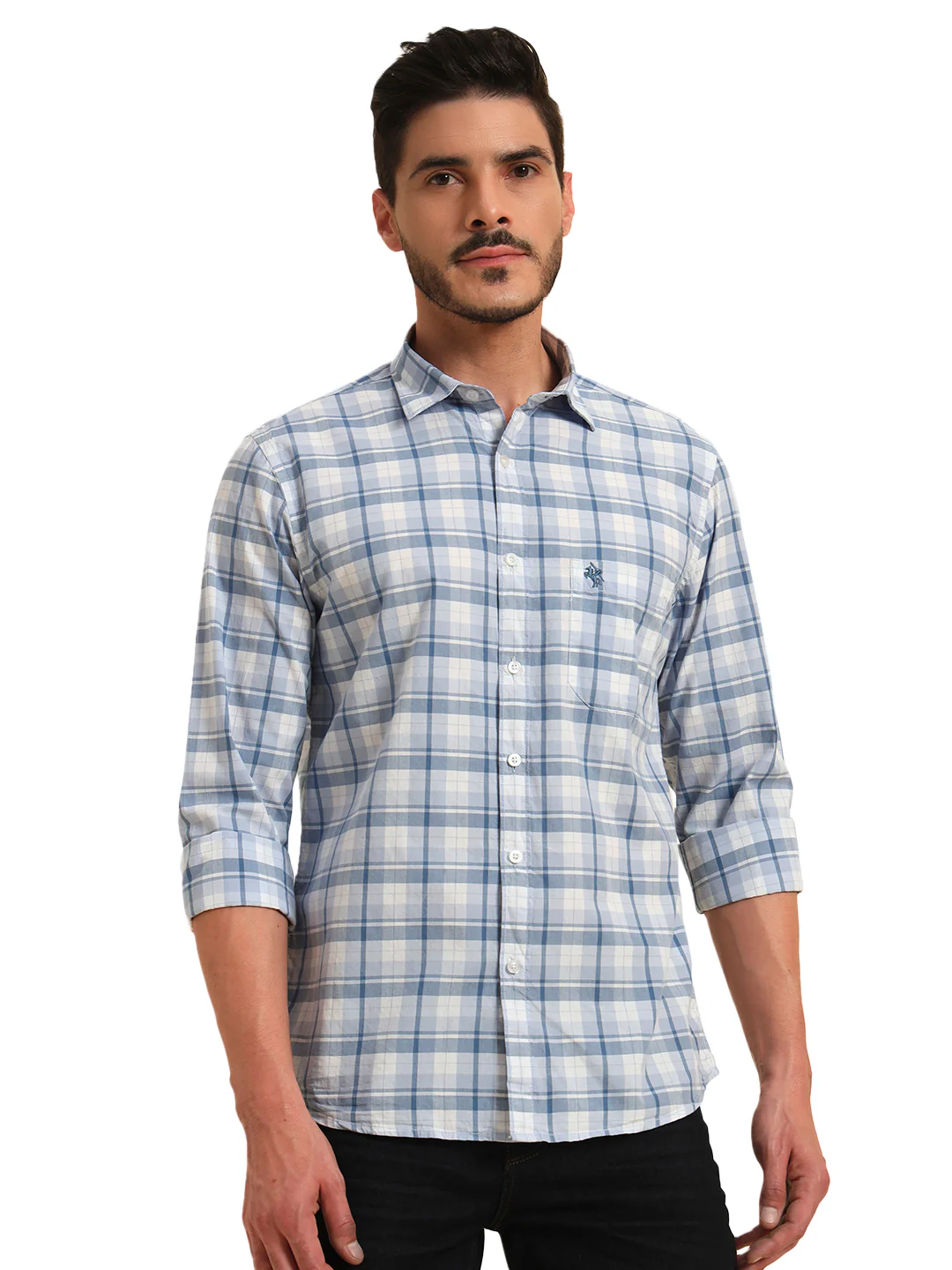 Casual Shirt for Men | Breathable & Soft with Color Fastness Regular Fit Spread Collar Neck Cotton Fabric Checkered Pattern - Image 2