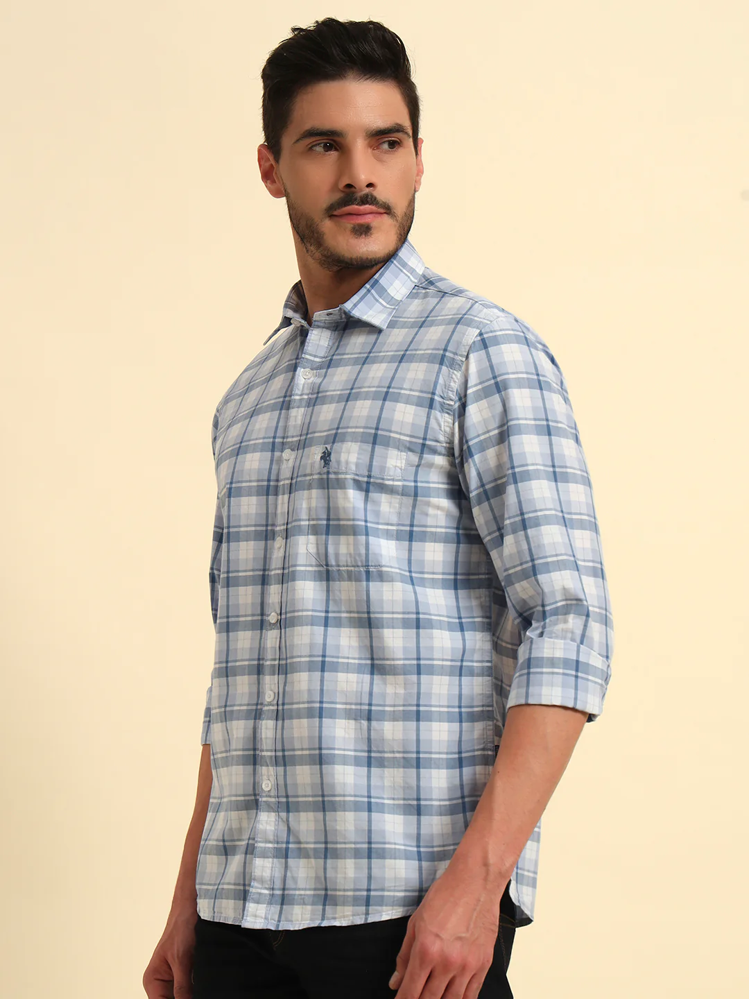 Casual Shirt for Men | Breathable & Soft with Color Fastness Regular Fit Spread Collar Neck Cotton Fabric Checkered Pattern - Image 4