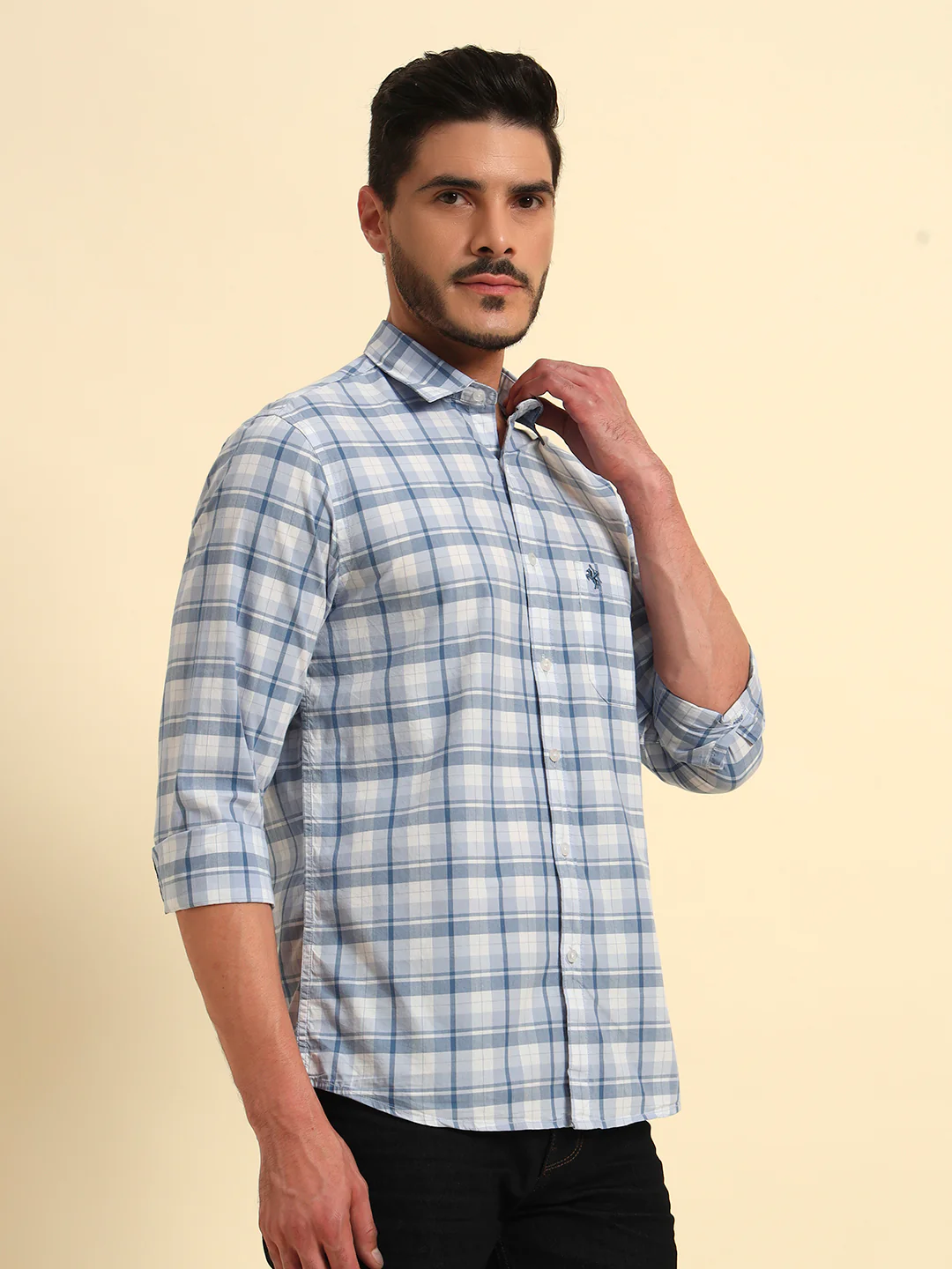 Casual Shirt for Men | Breathable & Soft with Color Fastness Regular Fit Spread Collar Neck Cotton Fabric Checkered Pattern - Image 5