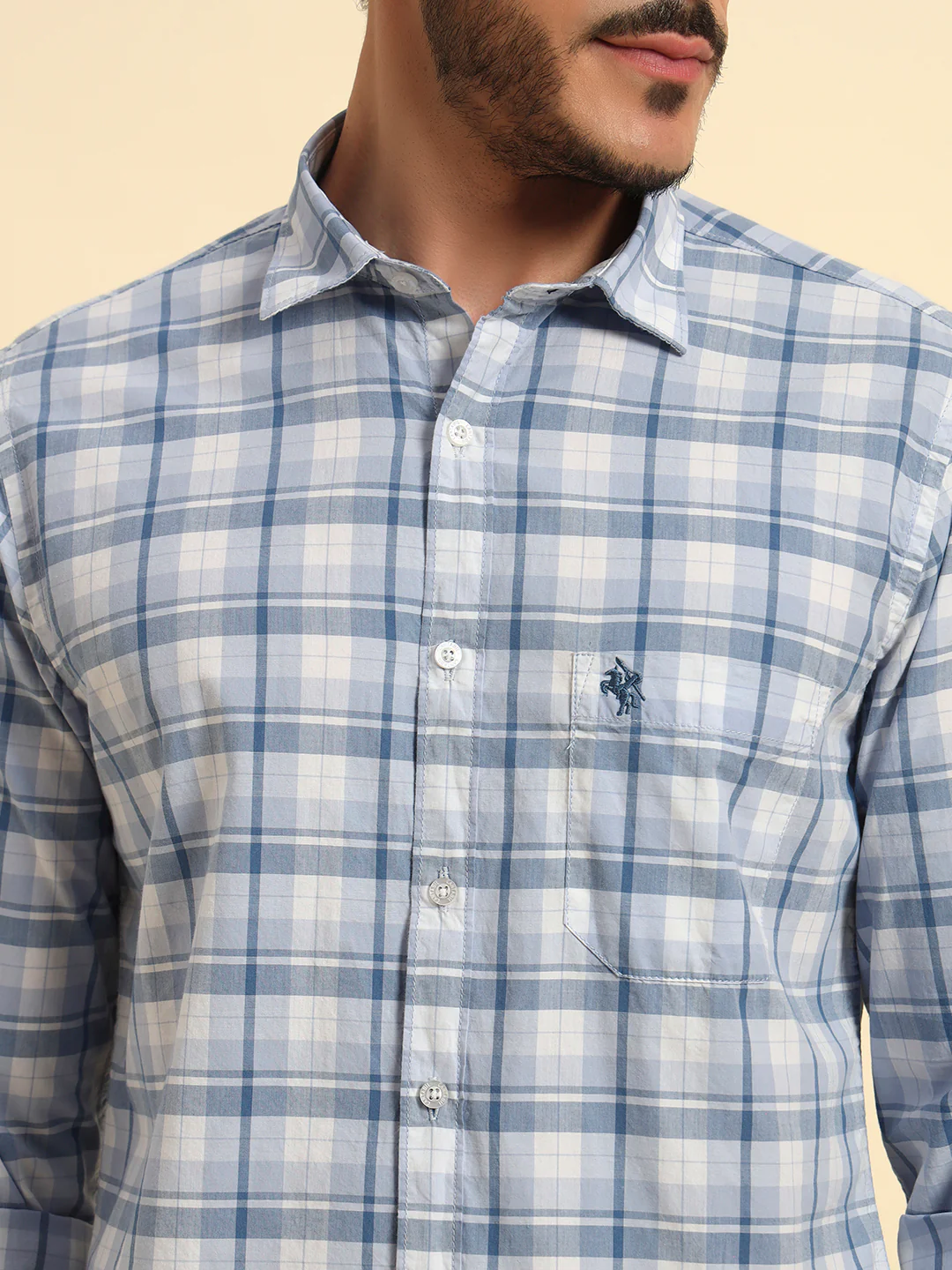 Casual Shirt for Men | Breathable & Soft with Color Fastness Regular Fit Spread Collar Neck Cotton Fabric Checkered Pattern - Image 7