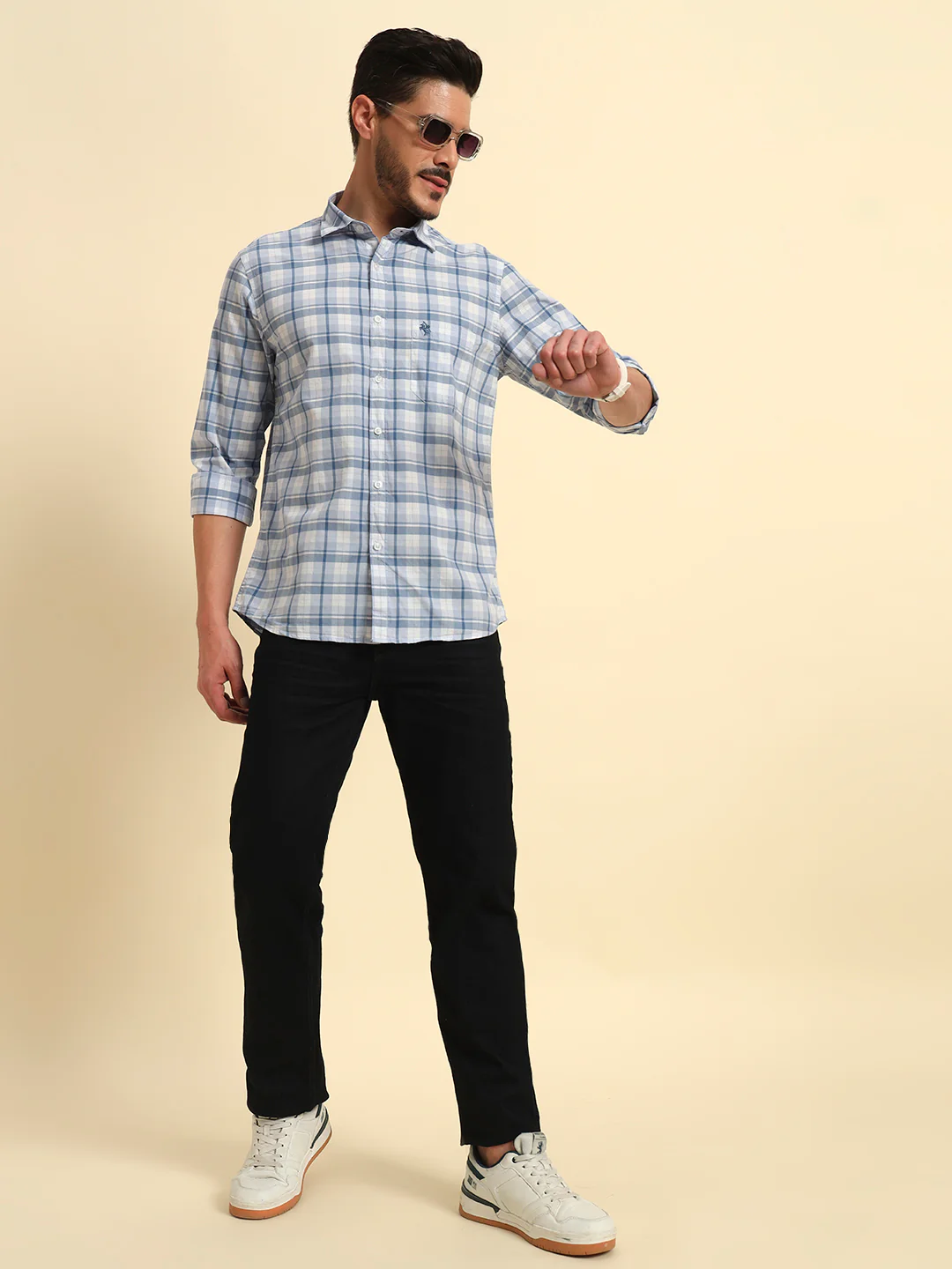 Casual Shirt for Men | Breathable & Soft with Color Fastness Regular Fit Spread Collar Neck Cotton Fabric Checkered Pattern - Image 9
