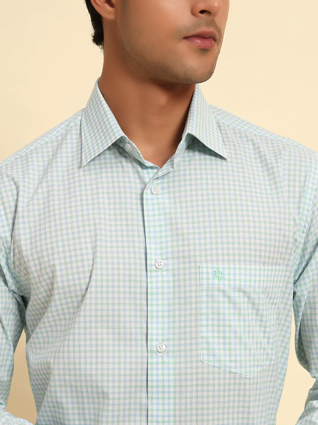 Formal Shirt for Men l Breathable & Soft with Color Fastness Regular Fit Spread Collar Neck Cotton Fabric Checkered Pattern - Image 5