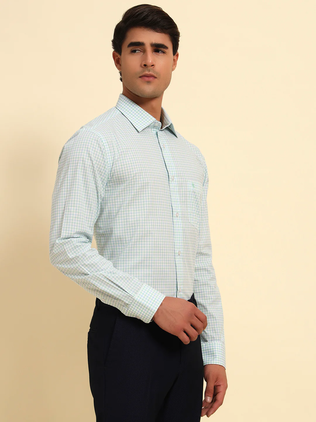 Formal Shirt for Men l Breathable & Soft with Color Fastness Regular Fit Spread Collar Neck Cotton Fabric Checkered Pattern - Image 6